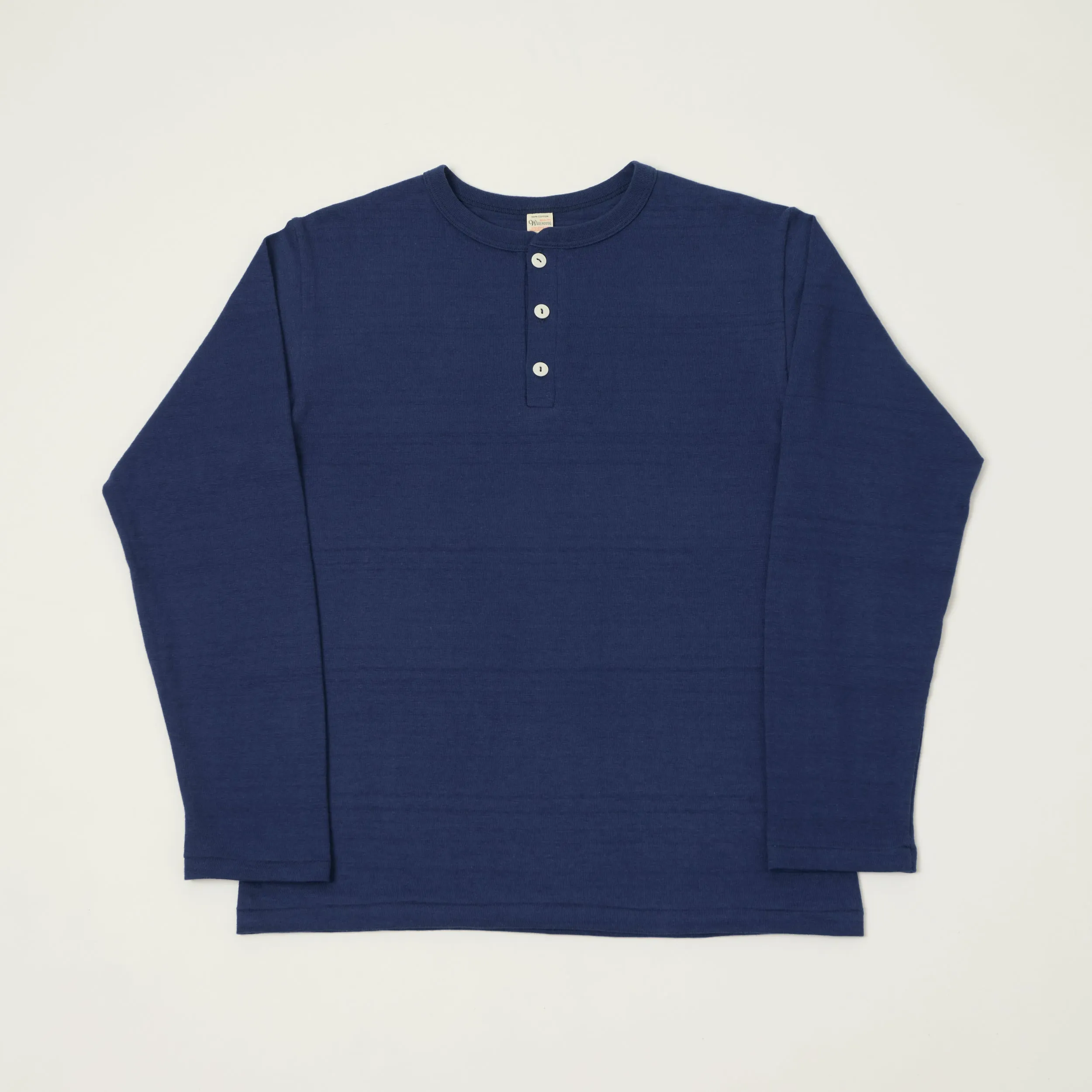 Warehouse & Co 5907 Long Sleeve Henley - Navy sold by Son of a Stag