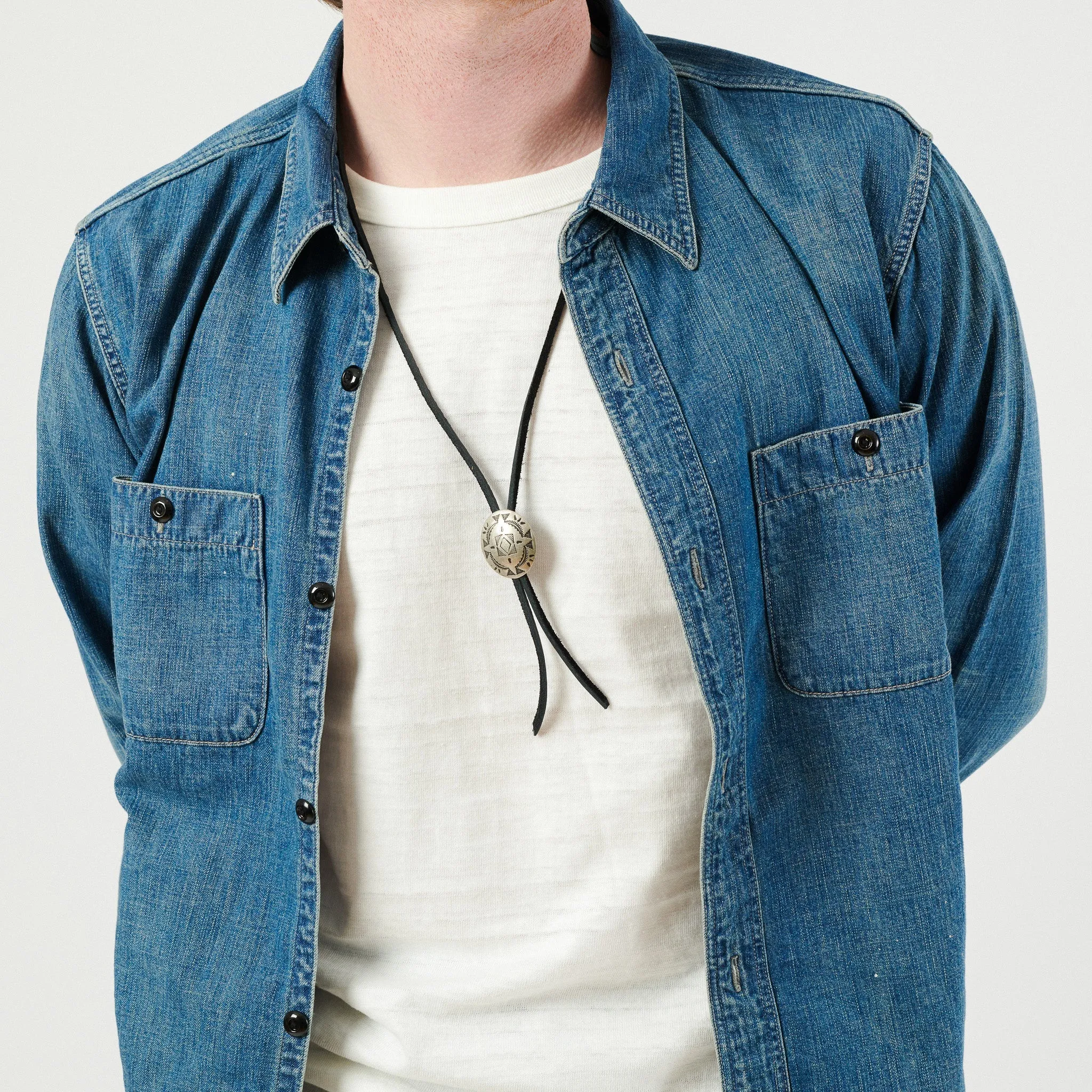 Yuketen Leather Bolo Tie w/Concho - Black sold by Son of a Stag product image thumbnail 2