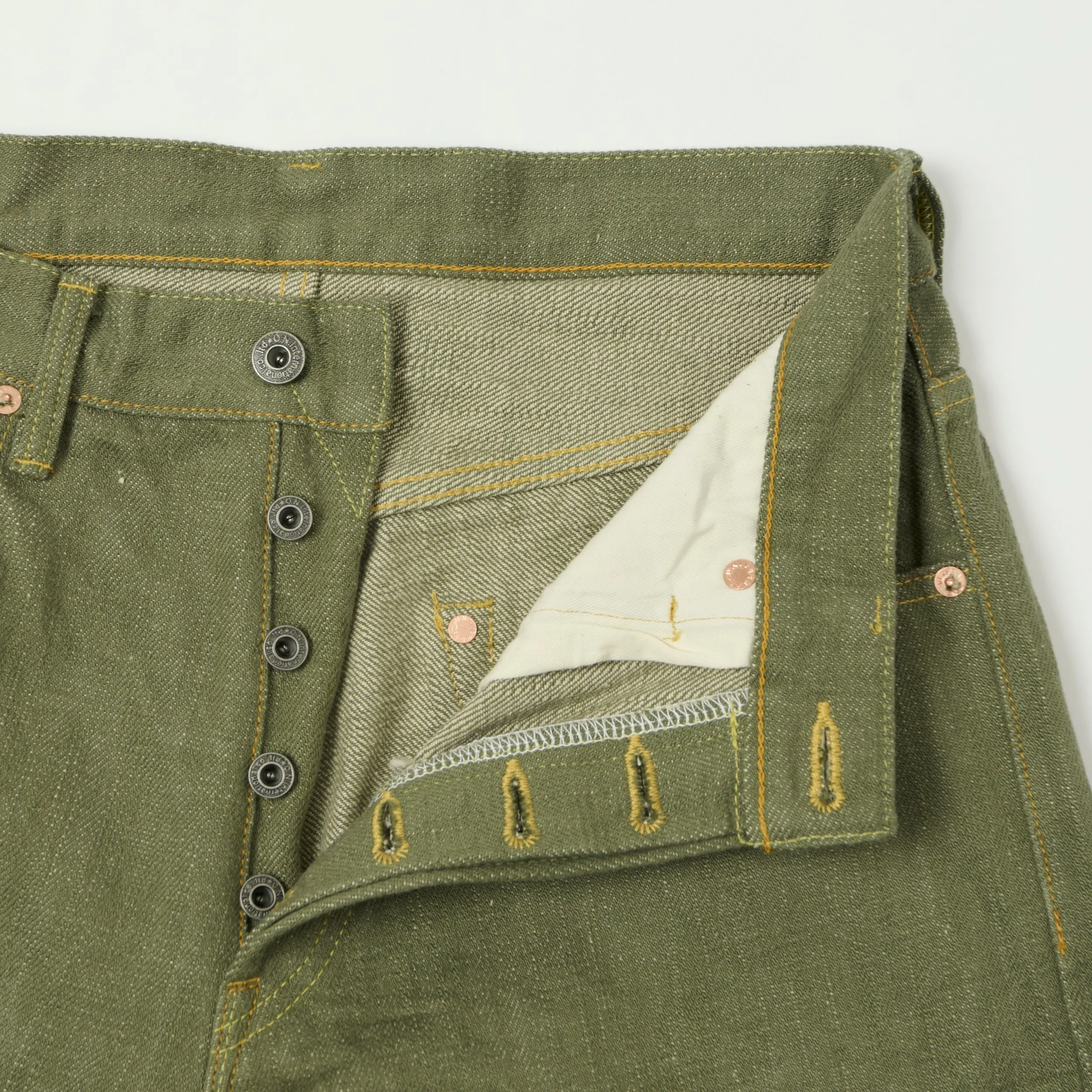 ONI Denim 266-OLD18 18oz Loose Straight Jean - Olive sold by Son of a Stag product image thumbnail 5