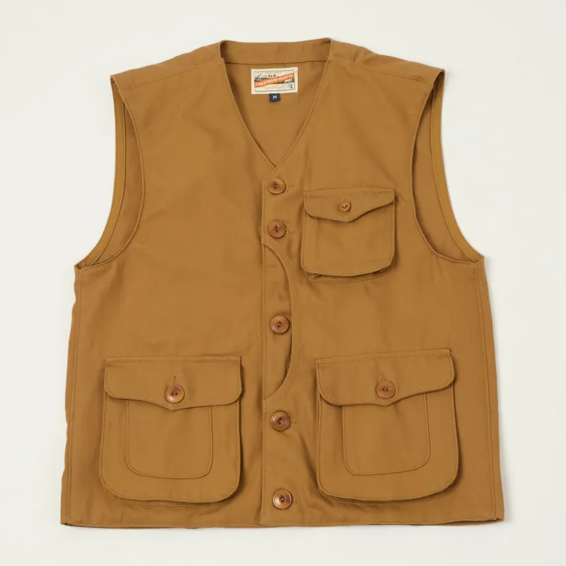 Freenote Cloth 'Keynot' Duck Canvas Hunting Vest - Brown made by Freenote Cloth