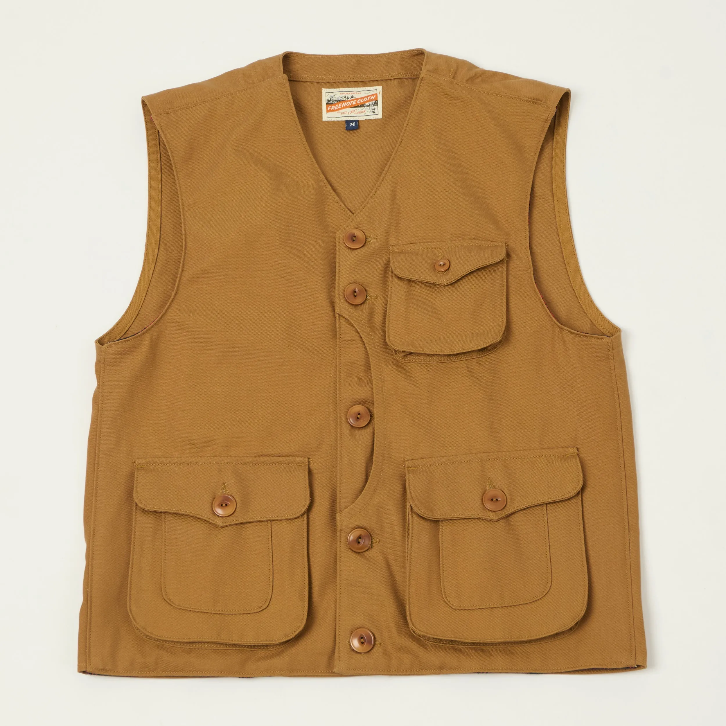 Freenote Cloth 'Keynot' Duck Canvas Hunting Vest - Brown sold by Son of a Stag