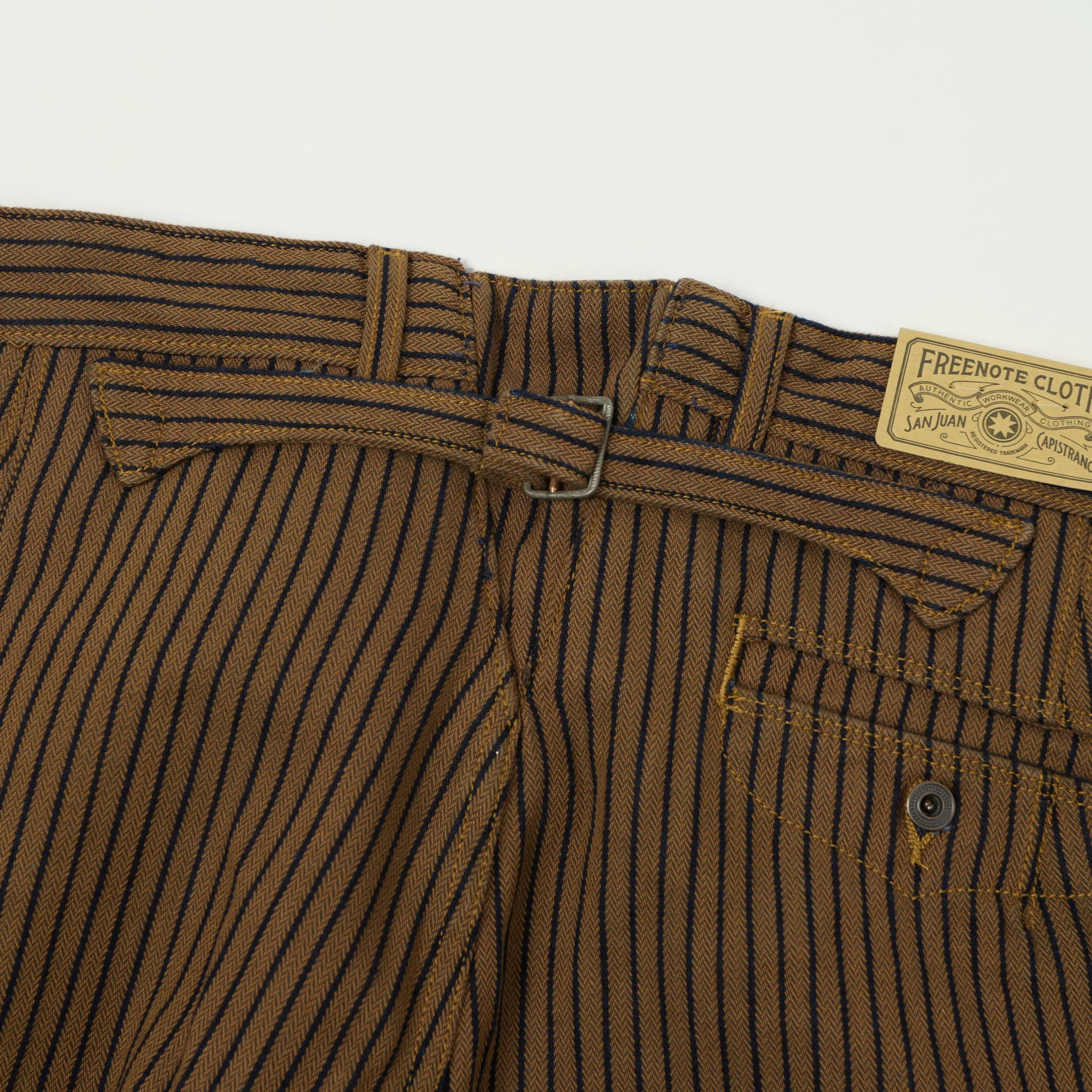 Freenote Cloth Pinstripe Herringbone Dobby Trousers - Brown sold by Son of a Stag product image thumbnail 5