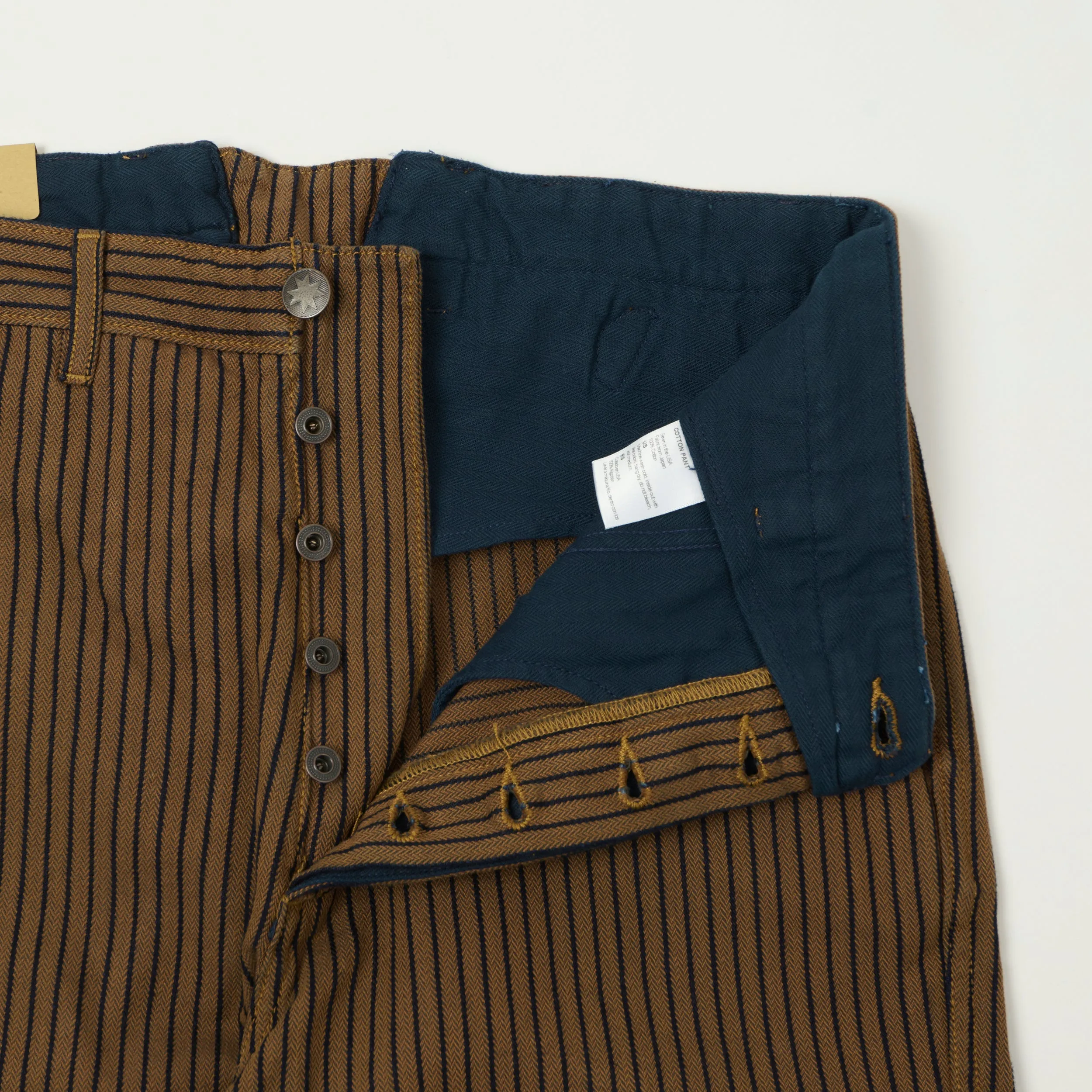 Freenote Cloth Pinstripe Herringbone Dobby Trousers - Brown sold by Son of a Stag product image thumbnail 4