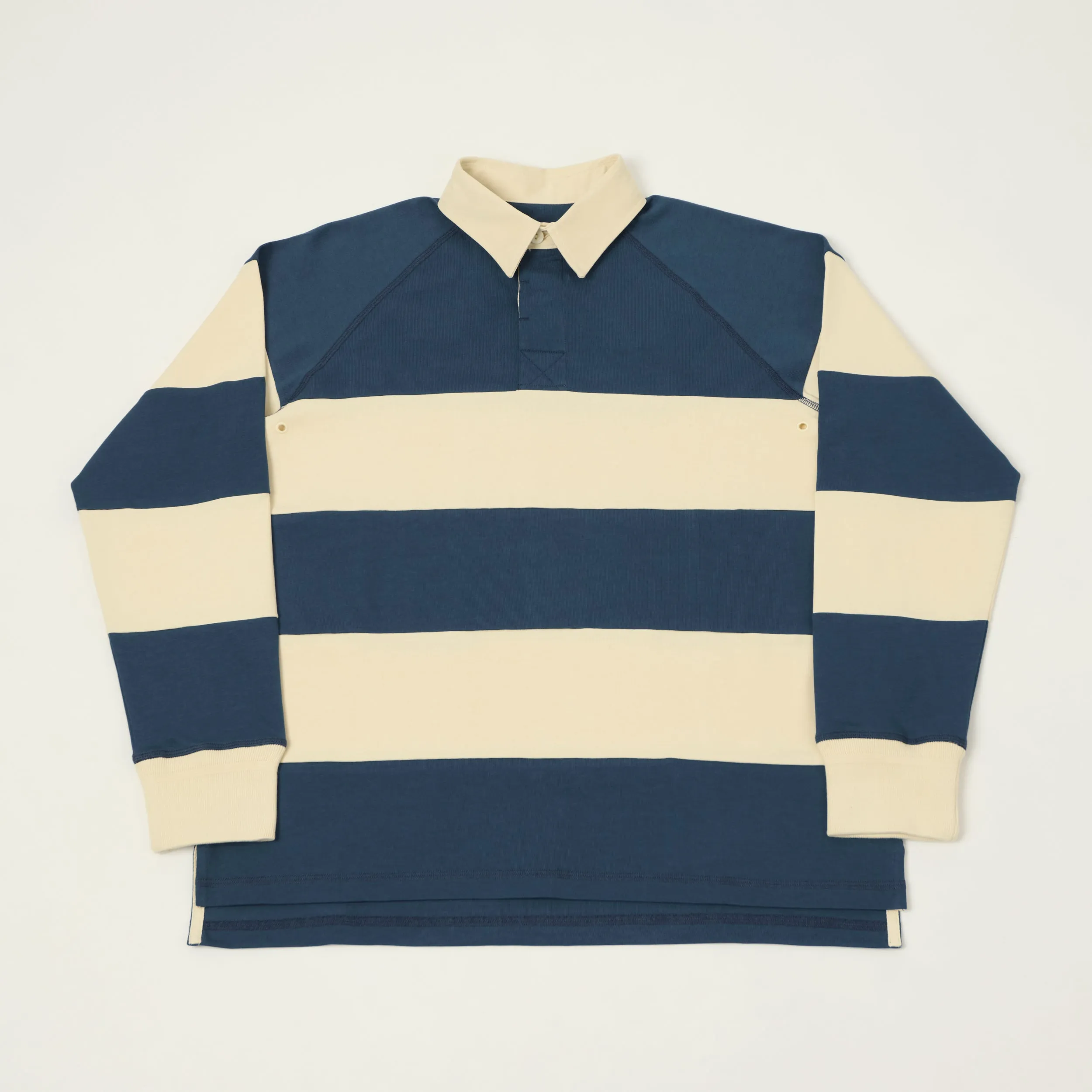 Heimat Raglan Sleeve Rugby Shirt - Trail Blue/Seashell sold by Son of a Stag