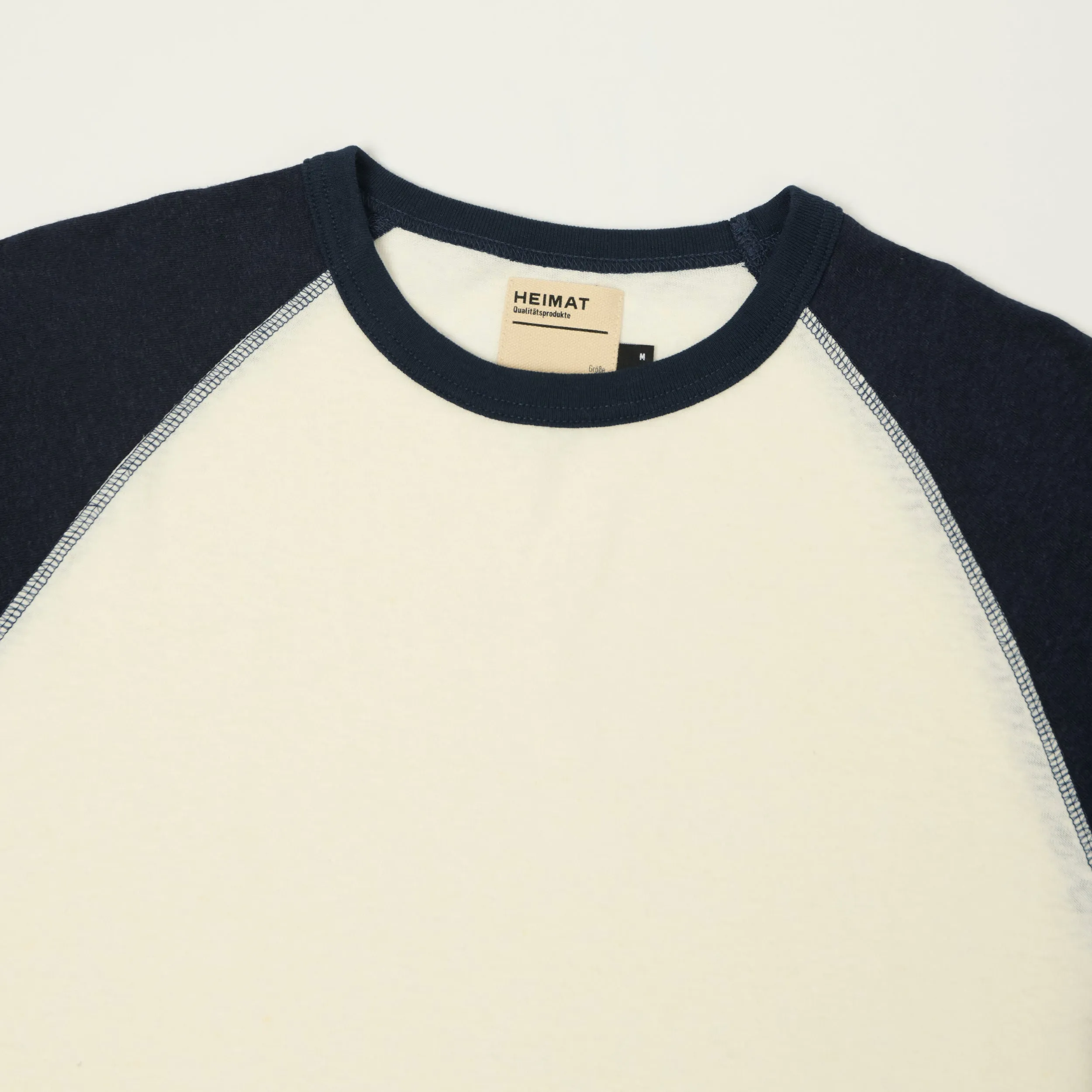 Heimat Raglan Sleeve Cotton Hemp Contrast T-Shirt - Seashell/Ink sold by Son of a Stag product image thumbnail 2