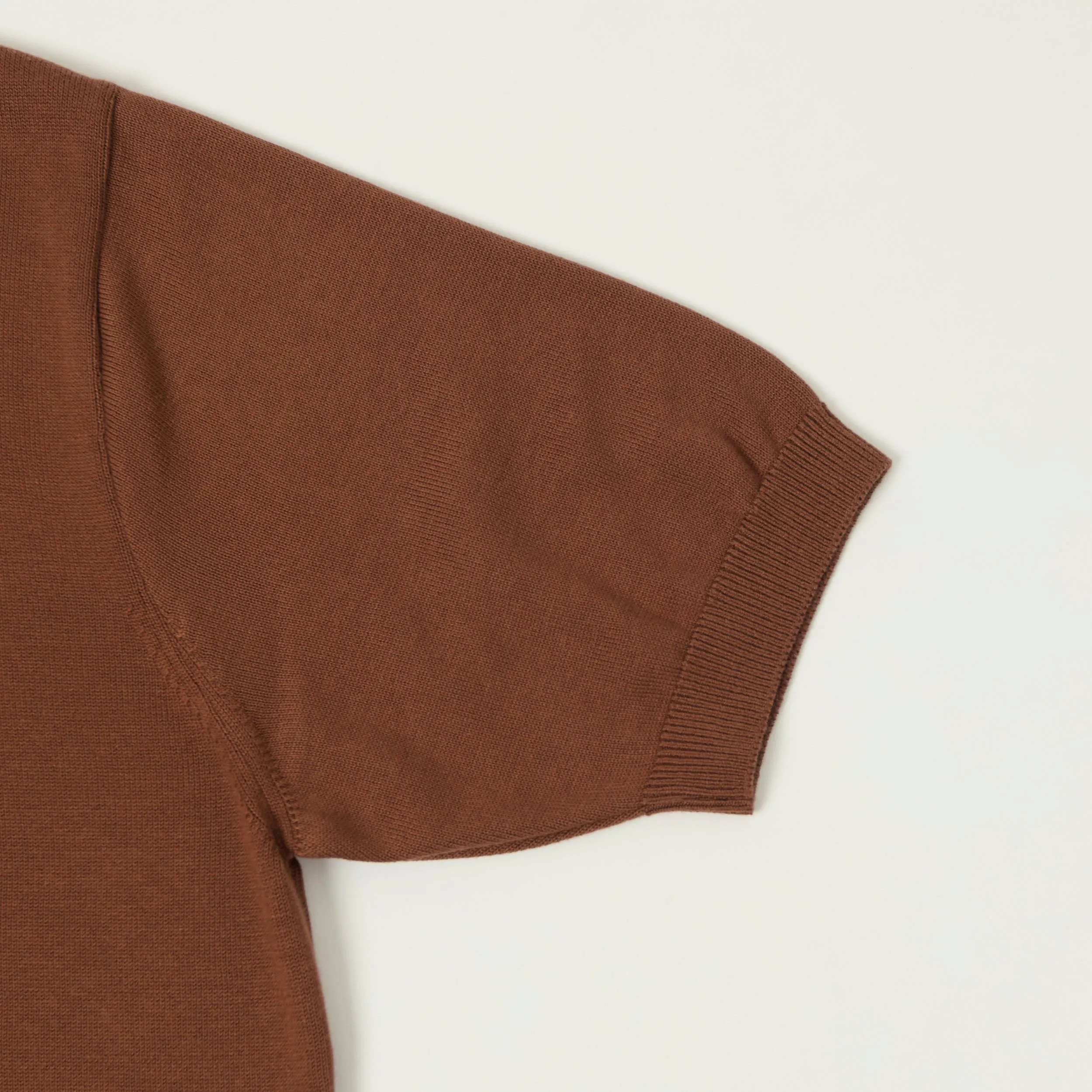 Fujito Knit Skipper Polo Shirt - Brown sold by Son of a Stag product image thumbnail 4