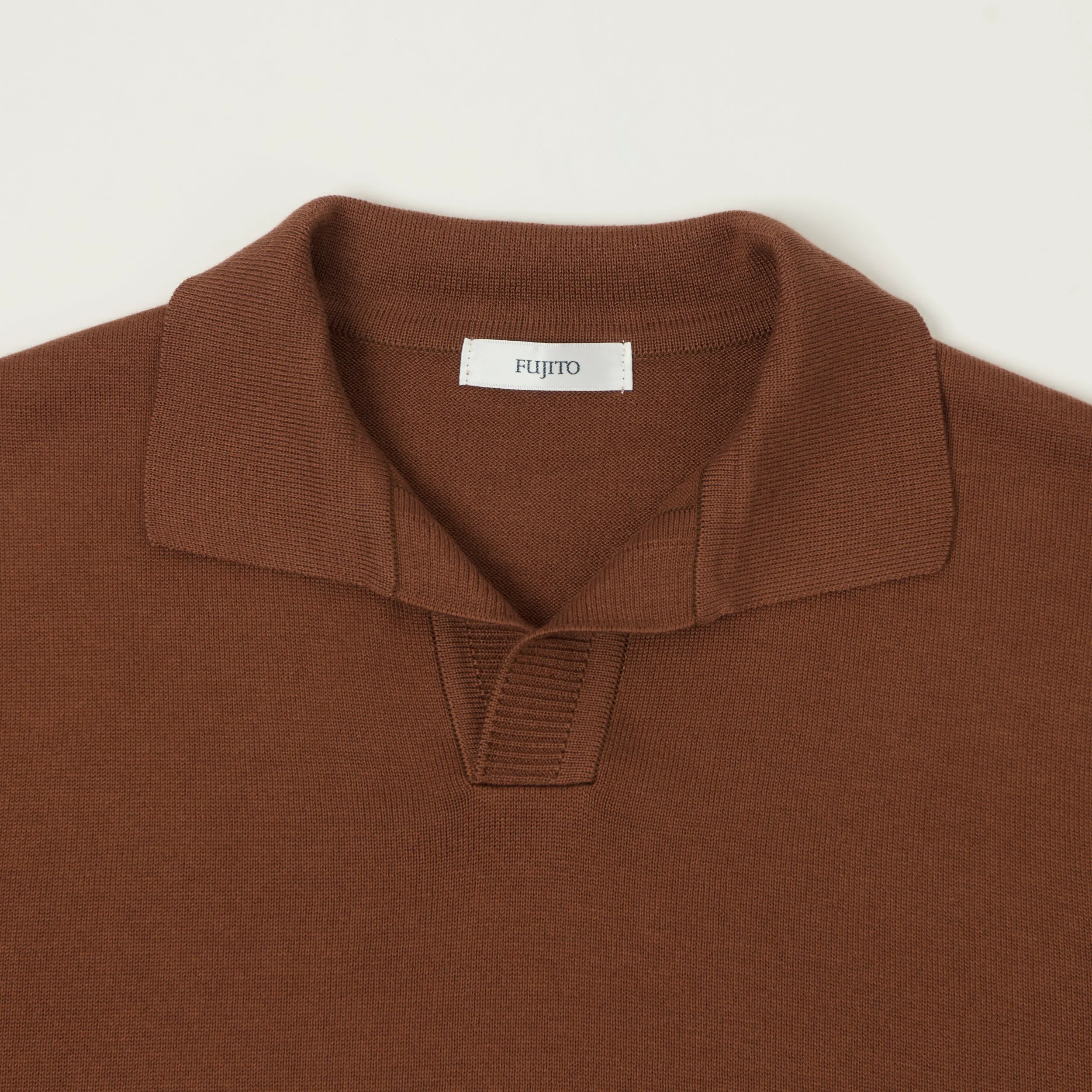 Fujito Knit Skipper Polo Shirt - Brown sold by Son of a Stag product image thumbnail 2
