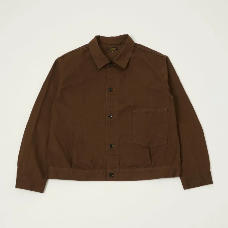 A Vontade Cotton/Hemp Coal Mine Blouse Jacket - Dark Brown made by Son of a Stag