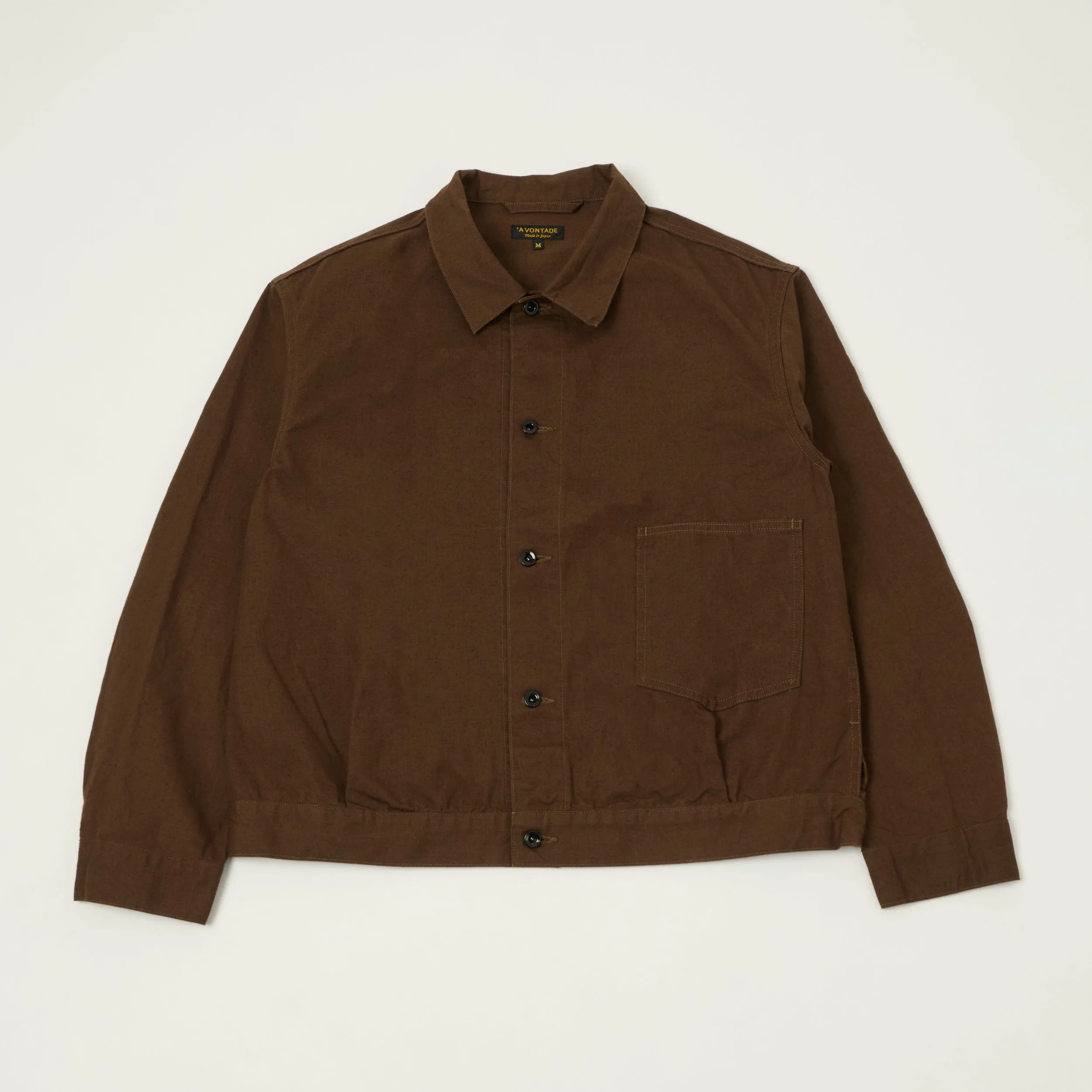 A Vontade Cotton/Hemp Coal Mine Blouse Jacket - Dark Brown sold by Son of a Stag