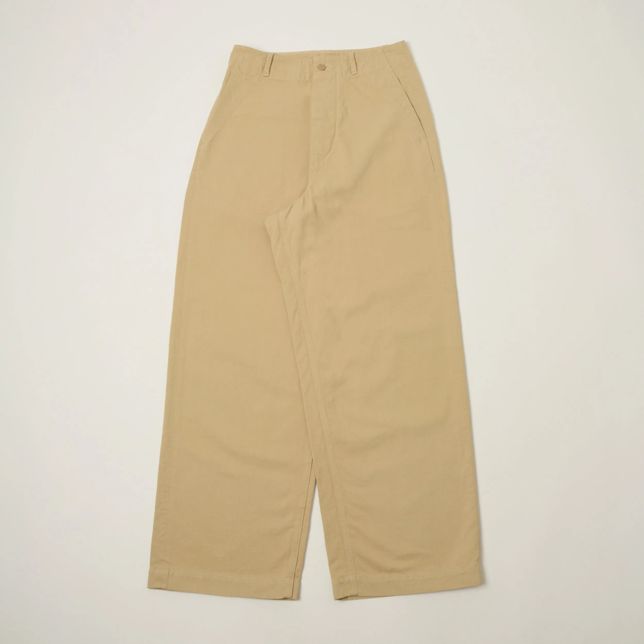 Kaptain Sunshine Cotton Drill Wide Pants - Khaki sold by Son of a Stag
