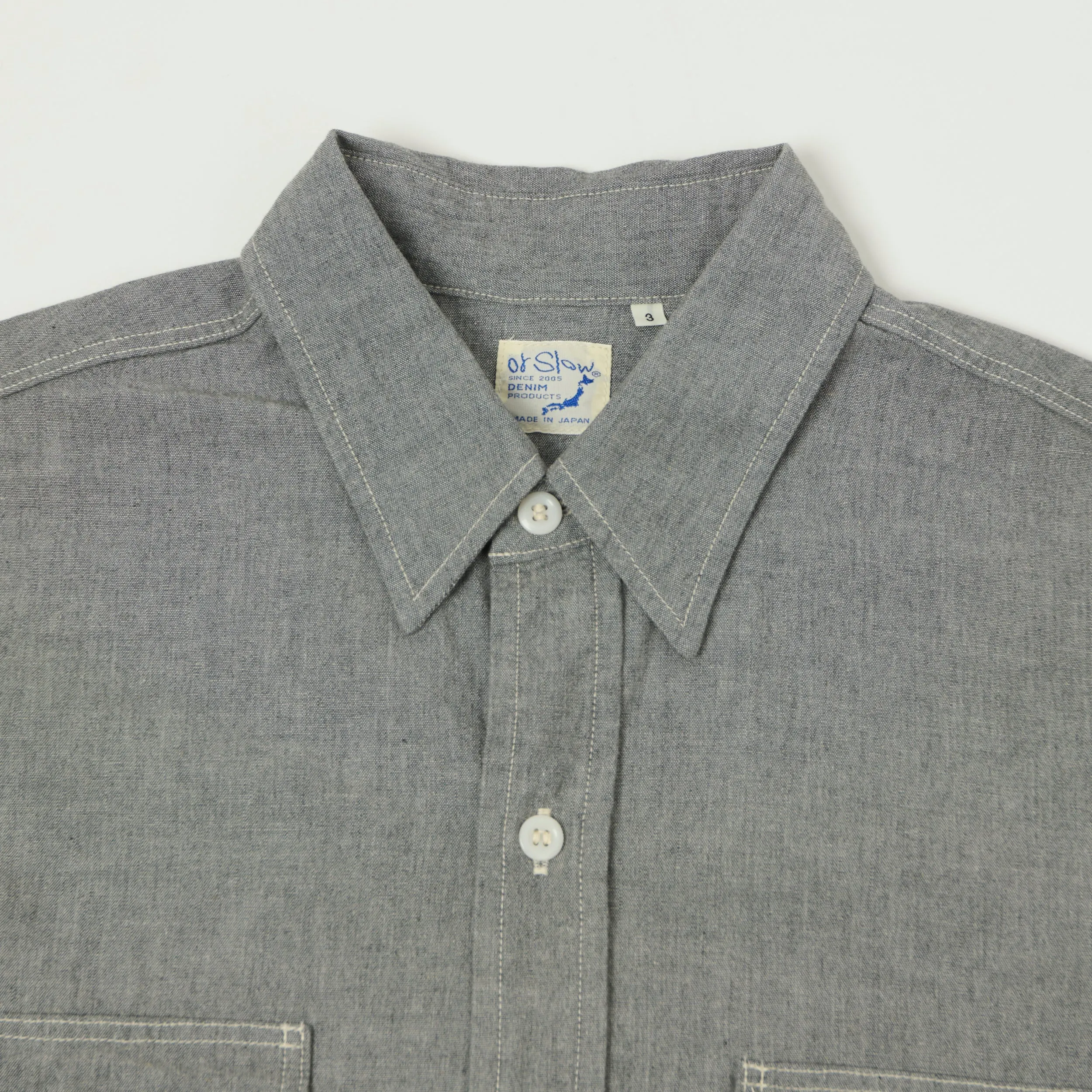 orSlow Short Sleeve Chambray Work Shirt - Grey sold by Son of a Stag product image thumbnail 2