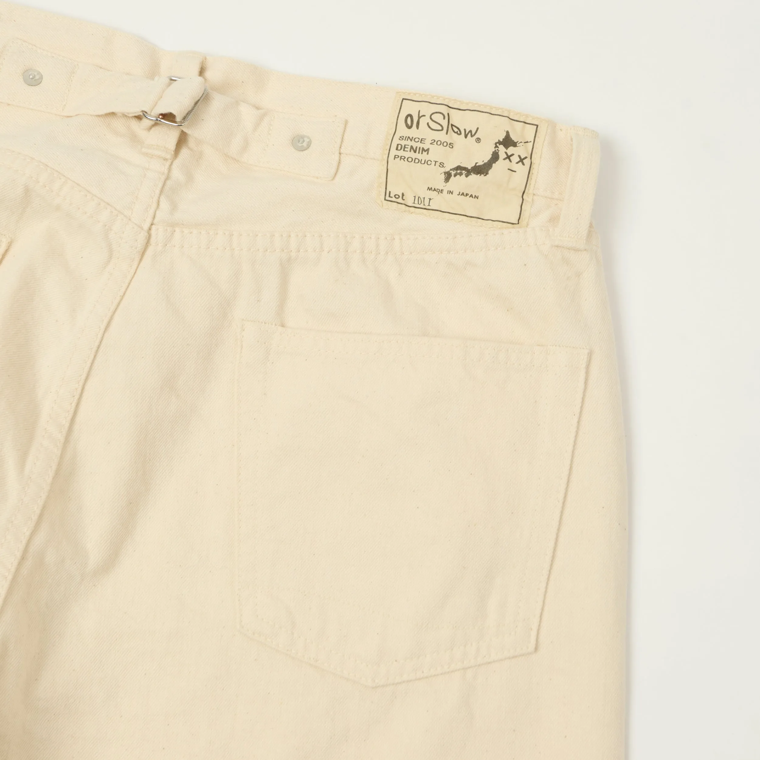 orSlow 'Grandad's' Cinch Back Regular Straight Jean - Ecru sold by Son of a Stag product image thumbnail 2