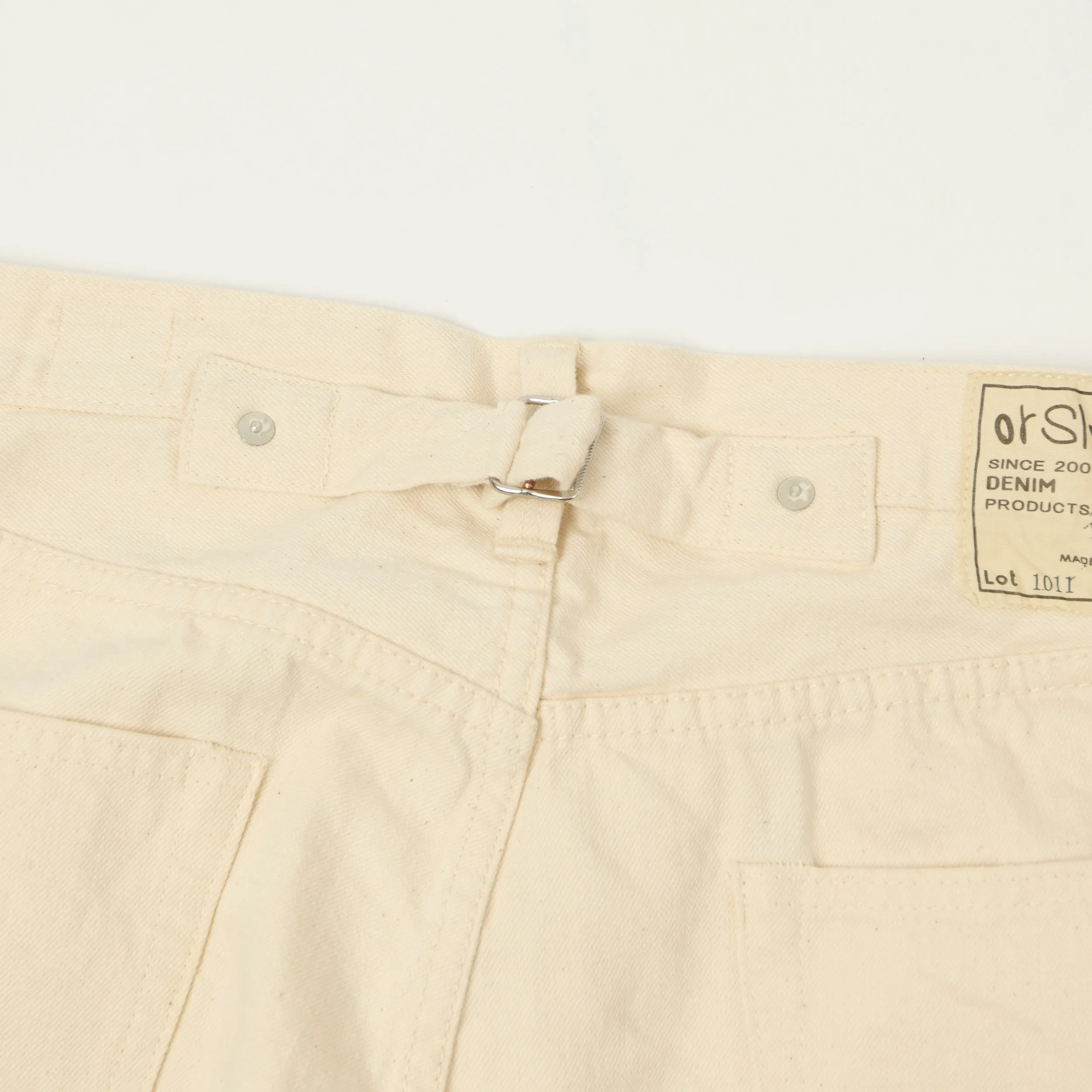 orSlow 'Grandad's' Cinch Back Regular Straight Jean - Ecru sold by Son of a Stag product image thumbnail 5