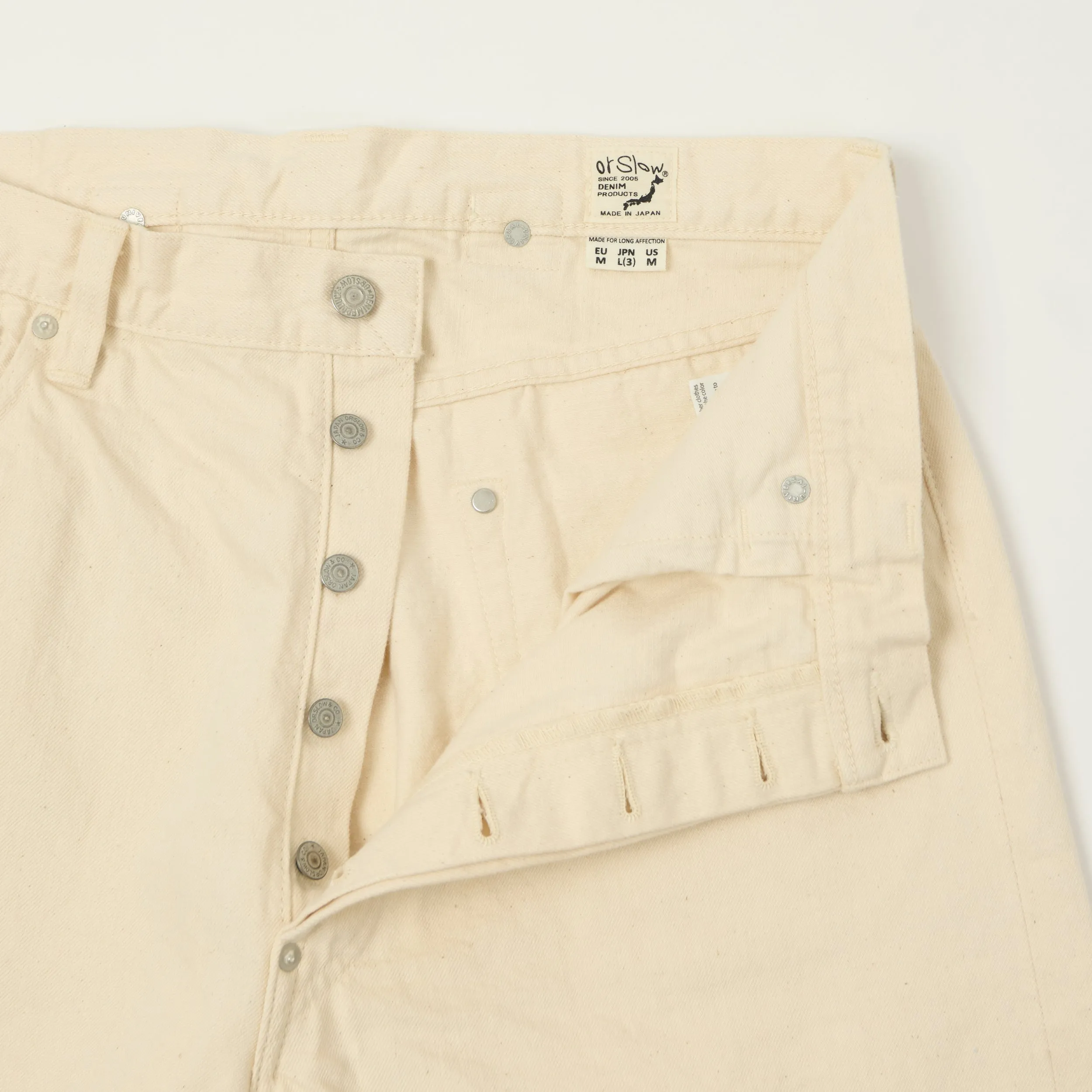 orSlow 'Grandad's' Cinch Back Regular Straight Jean - Ecru sold by Son of a Stag product image thumbnail 4