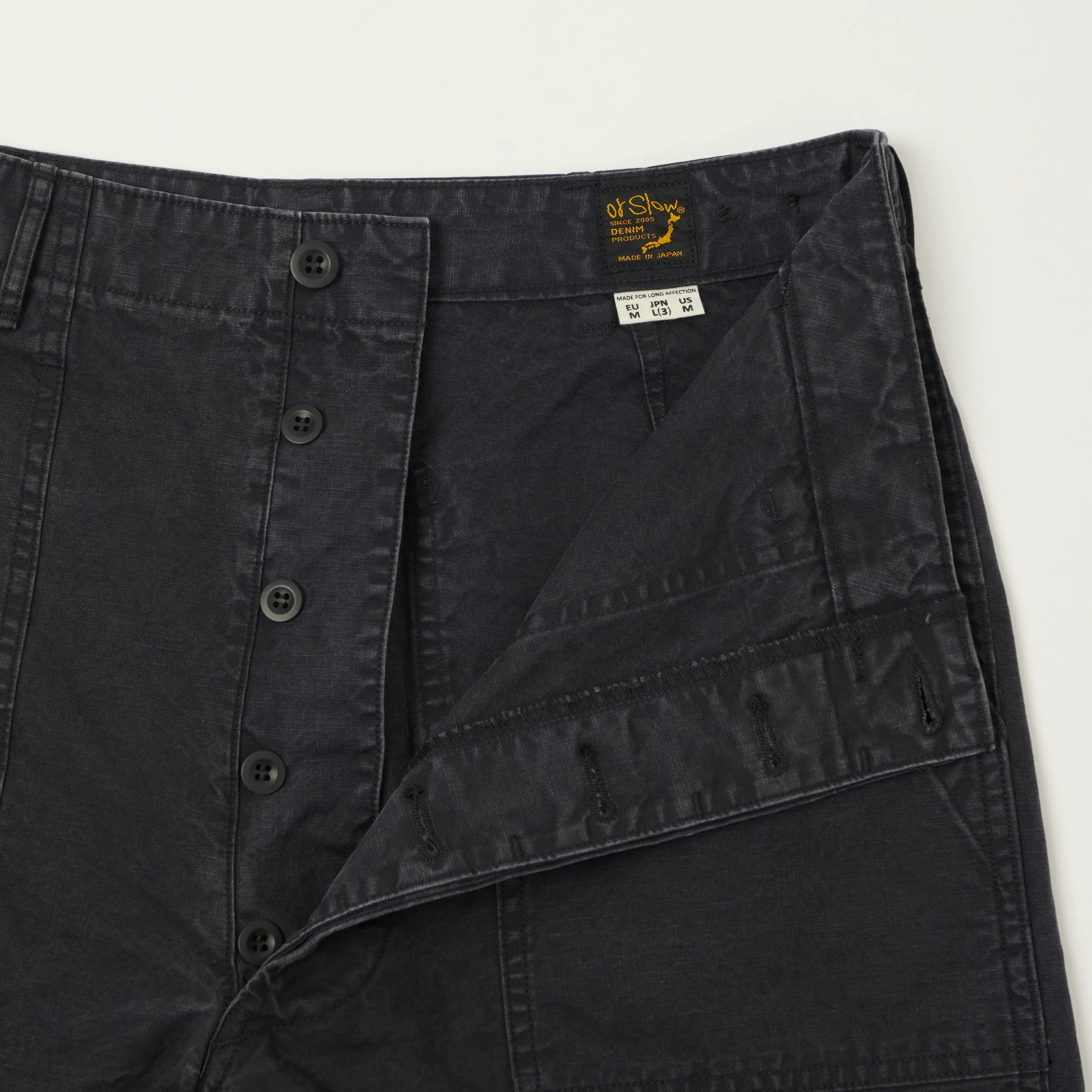 orSlow Lightweight Canvas Summer Fatigue Shorts - Black sold by Son of a Stag product image thumbnail 4
