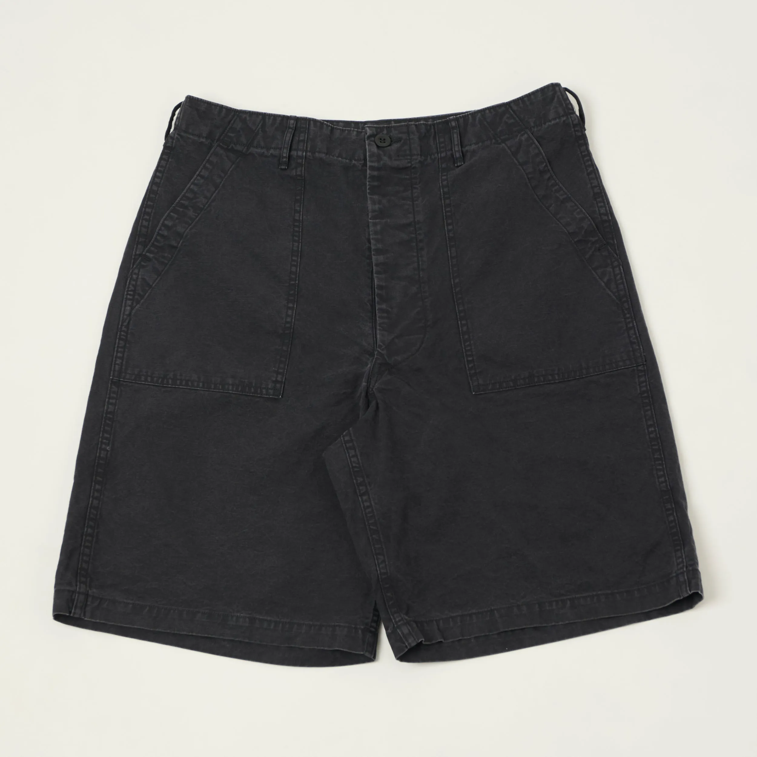 orSlow Lightweight Canvas Summer Fatigue Shorts - Black sold by Son of a Stag