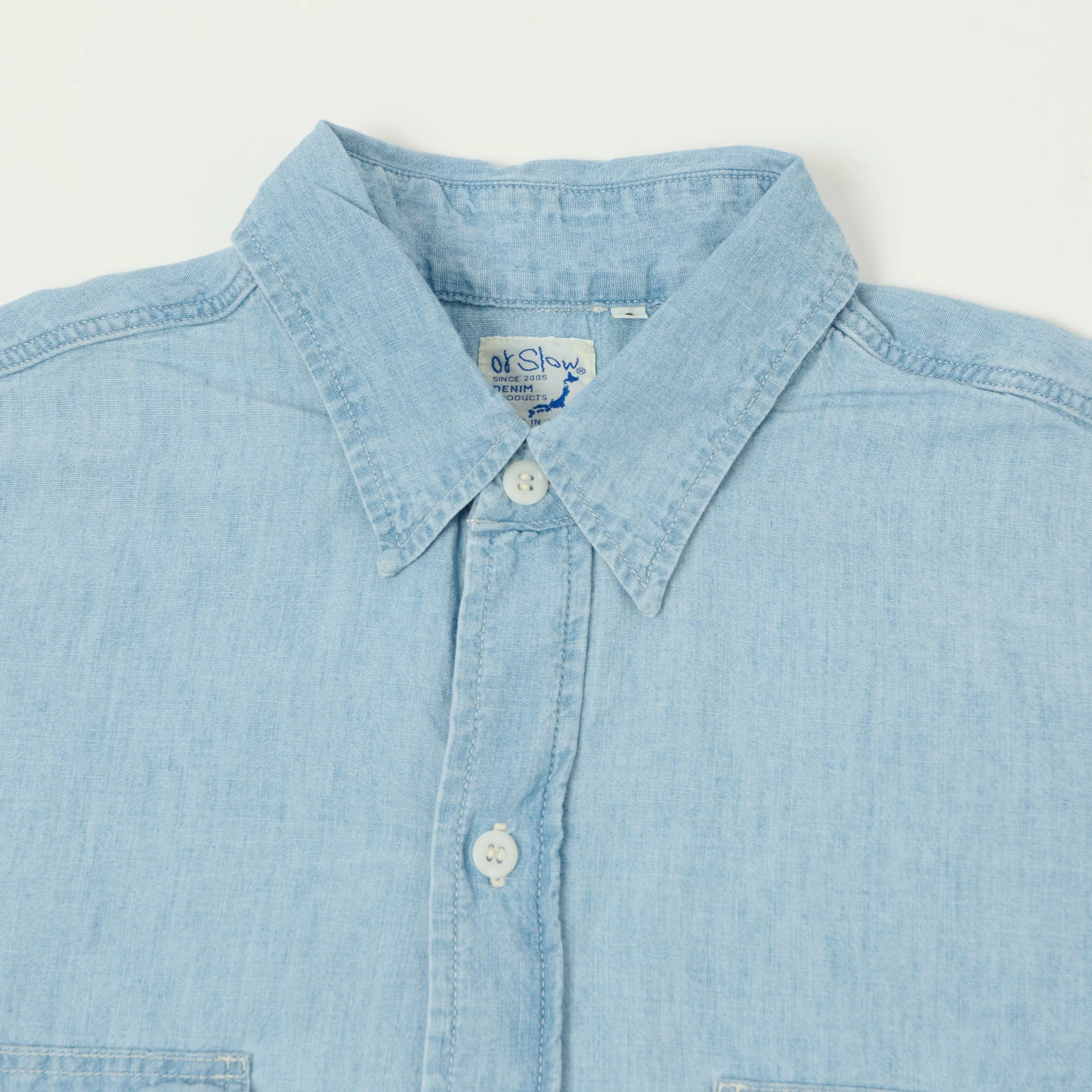 orSlow Vintage Chambray Work Shirt - Bleach Wash sold by Son of a Stag product image thumbnail 3