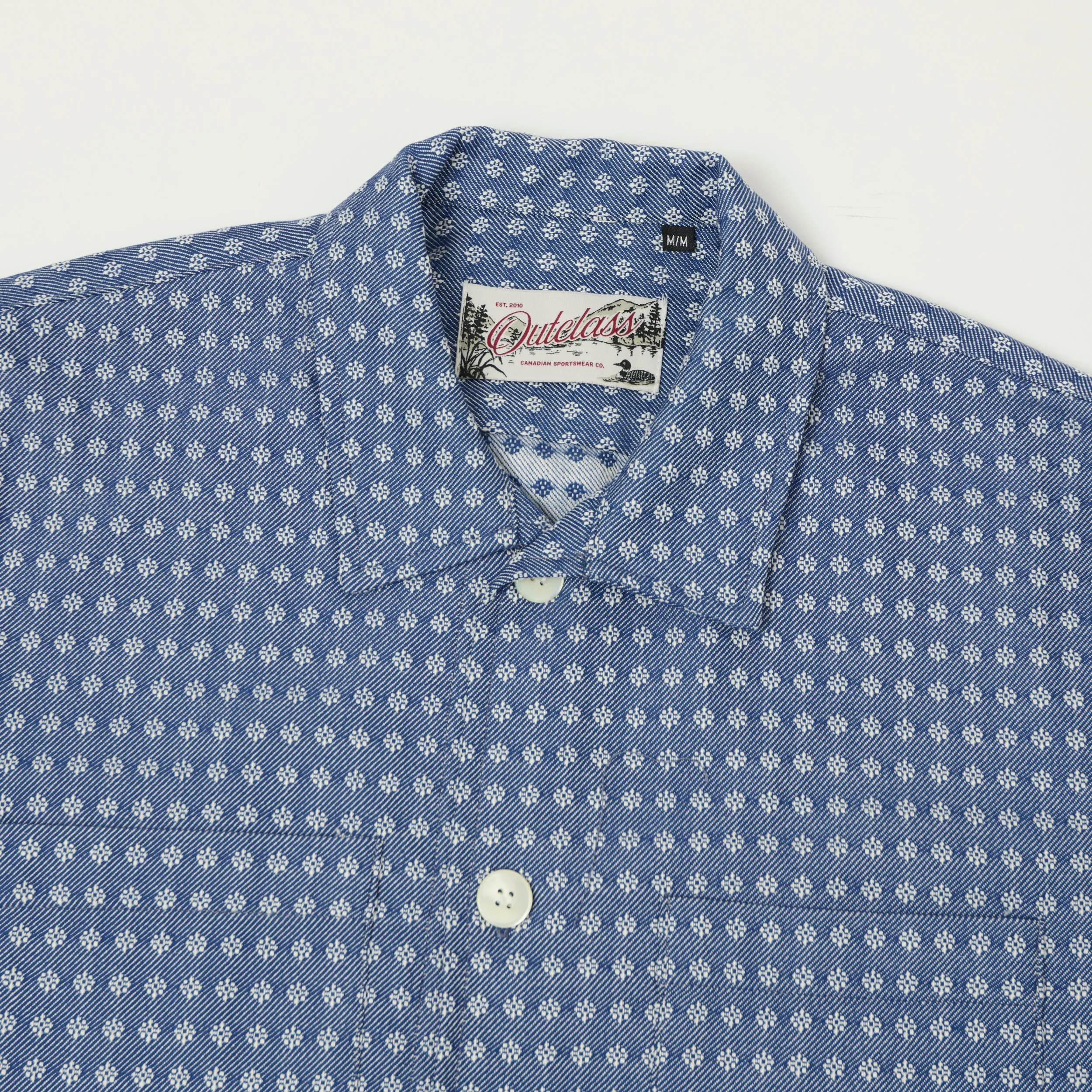 Outclass 'Blue Jay' Jacquard Denim Club Shirt - Blue sold by Son of a Stag product image thumbnail 2