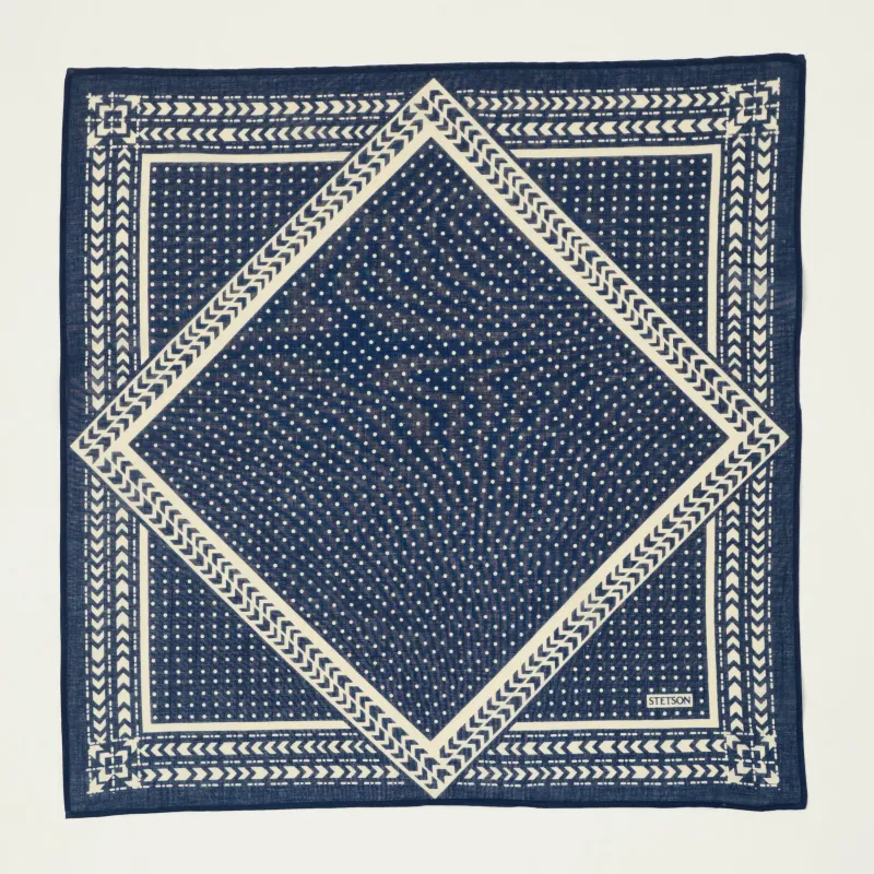 Stetson Cotton 'Geometric' Bandana - Navy made by Stetson