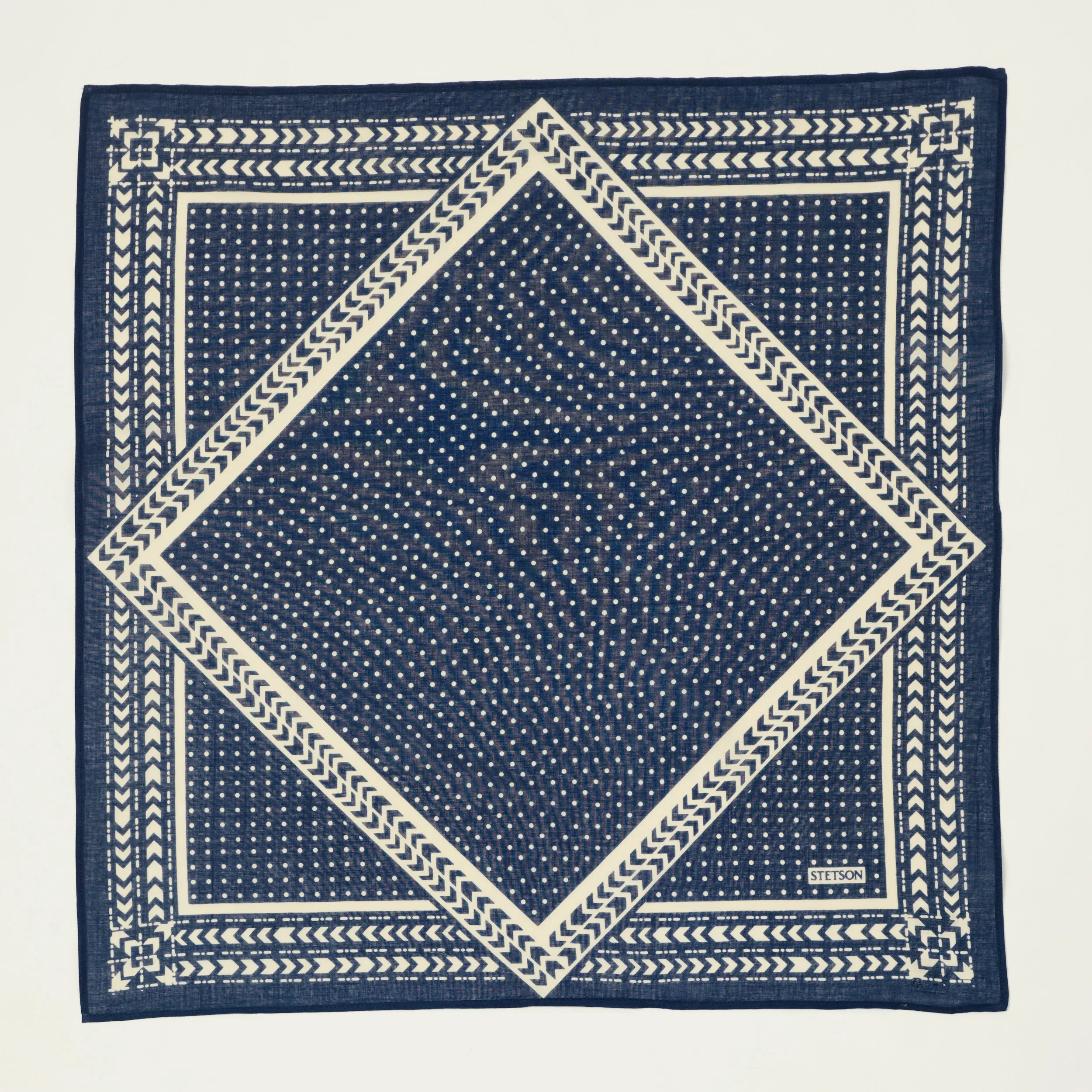 Stetson Cotton 'Geometric' Bandana - Navy sold by Son of a Stag