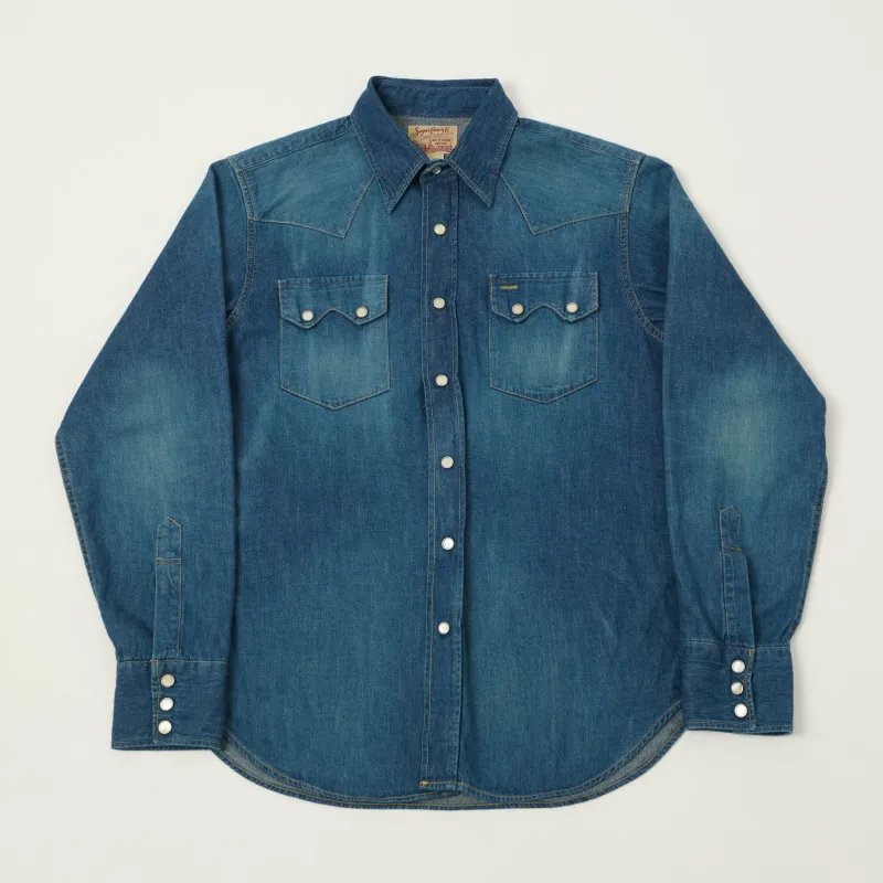 Sugar Cane Denim Western Shirt - Rinsed Wash made by Sugar Cane