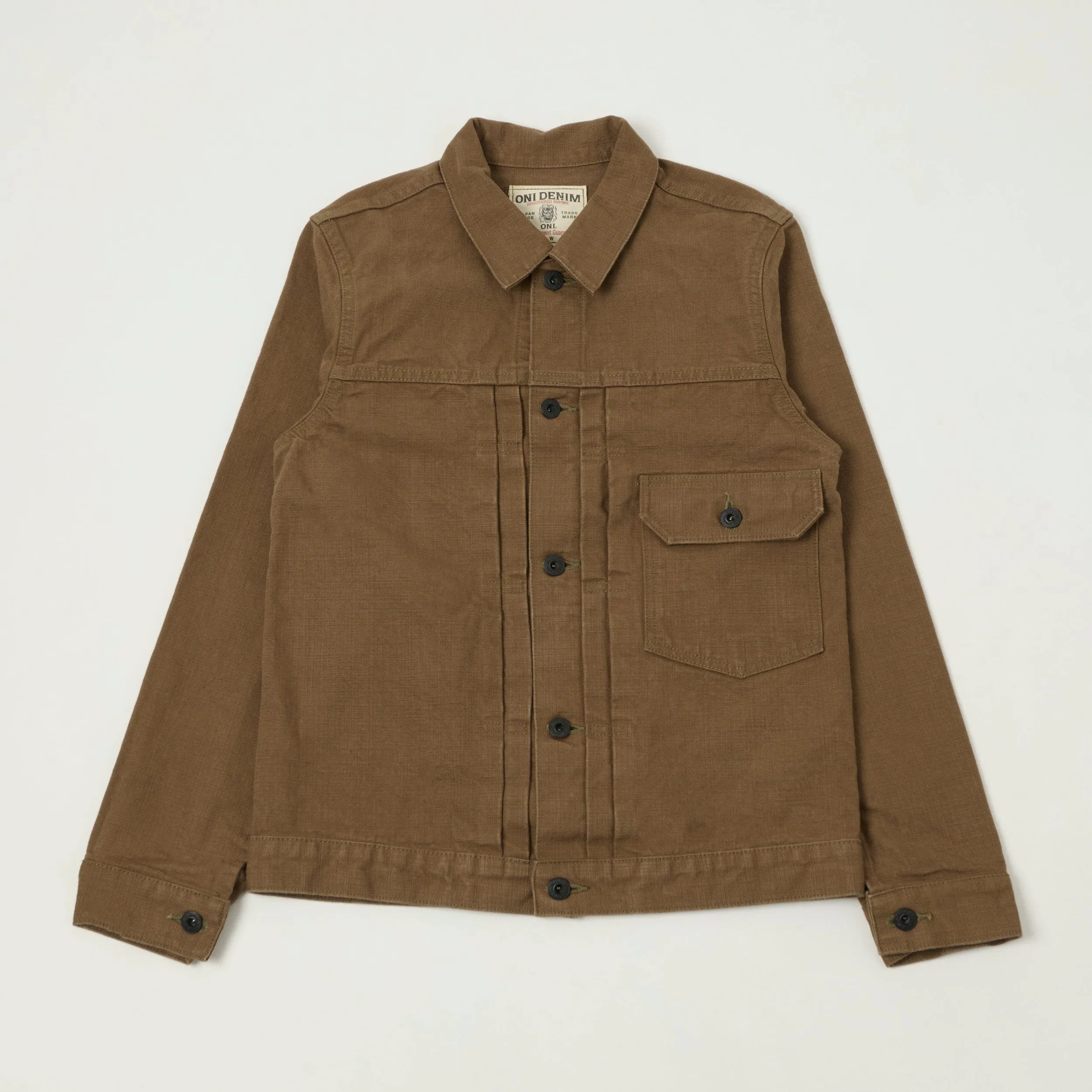 ONI Denim 01507-HOX-OLB 13oz Sulfur Dyed Canvas Type I Denim Jacket - Brown Khaki sold by Son of a Stag