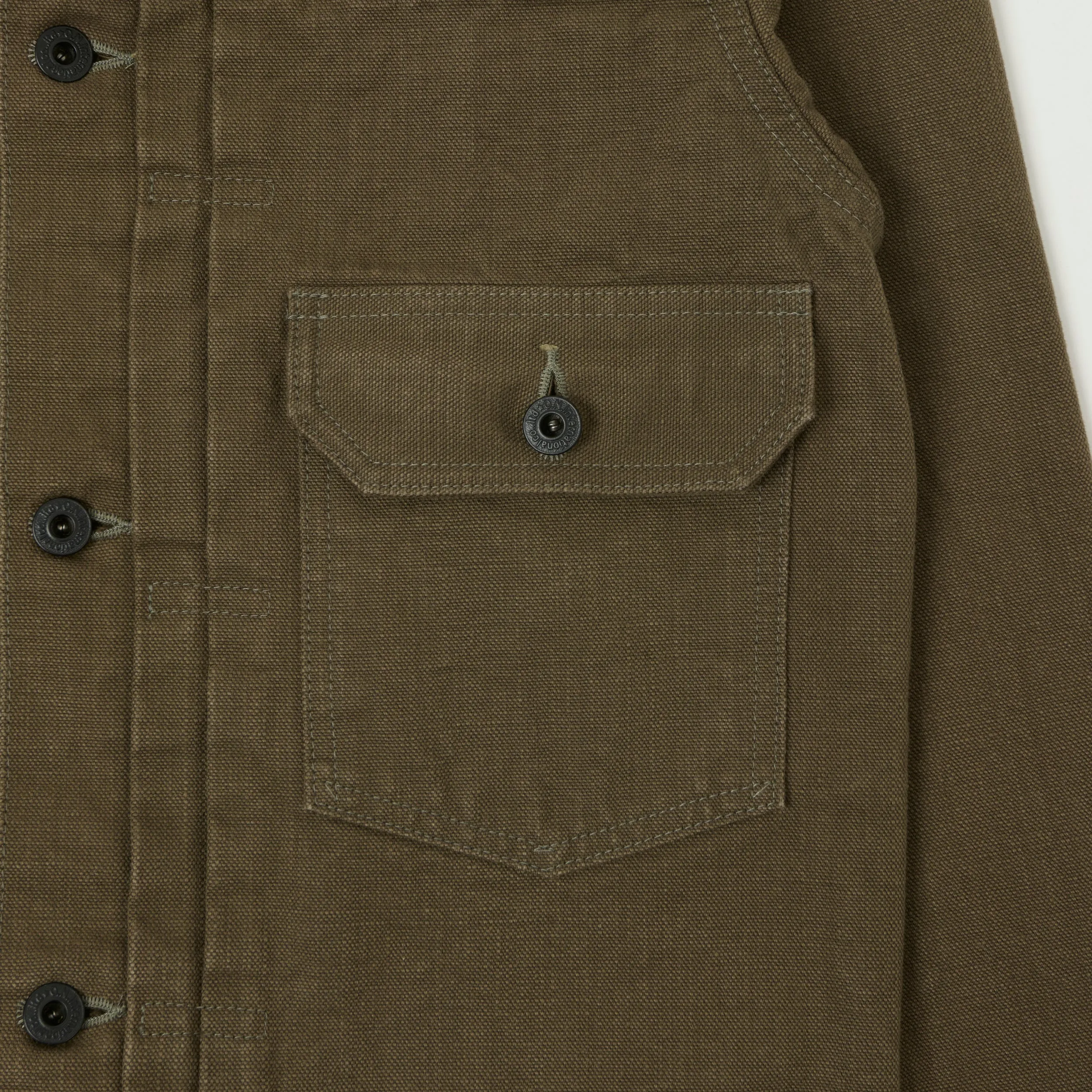 ONI Denim 01507-HOX-BRK 13oz Sulfur Dyed Canvas Type I Denim Jacket - Olive Brown sold by Son of a Stag product image thumbnail 3