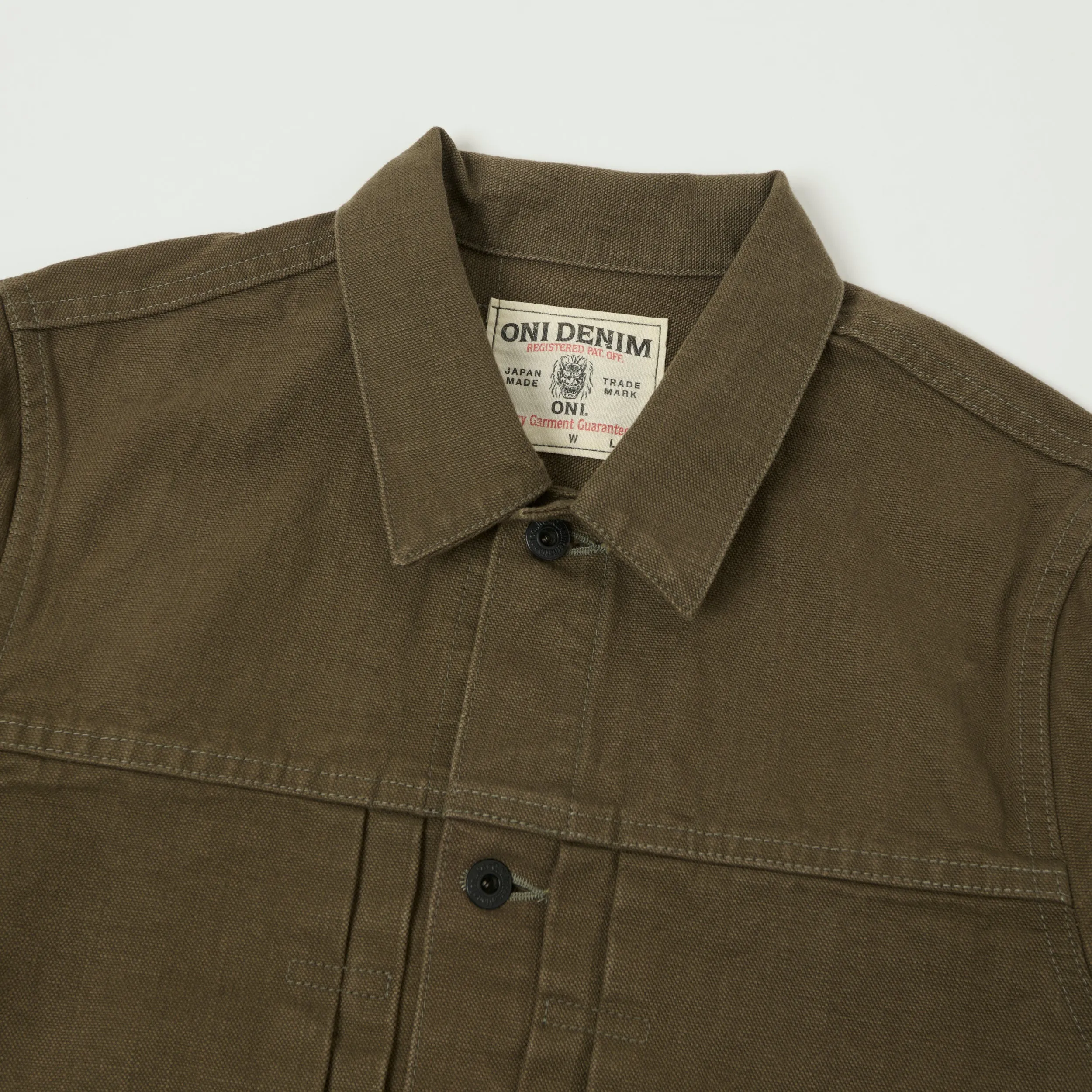 ONI Denim 01507-HOX-BRK 13oz Sulfur Dyed Canvas Type I Denim Jacket - Olive Brown sold by Son of a Stag product image thumbnail 2