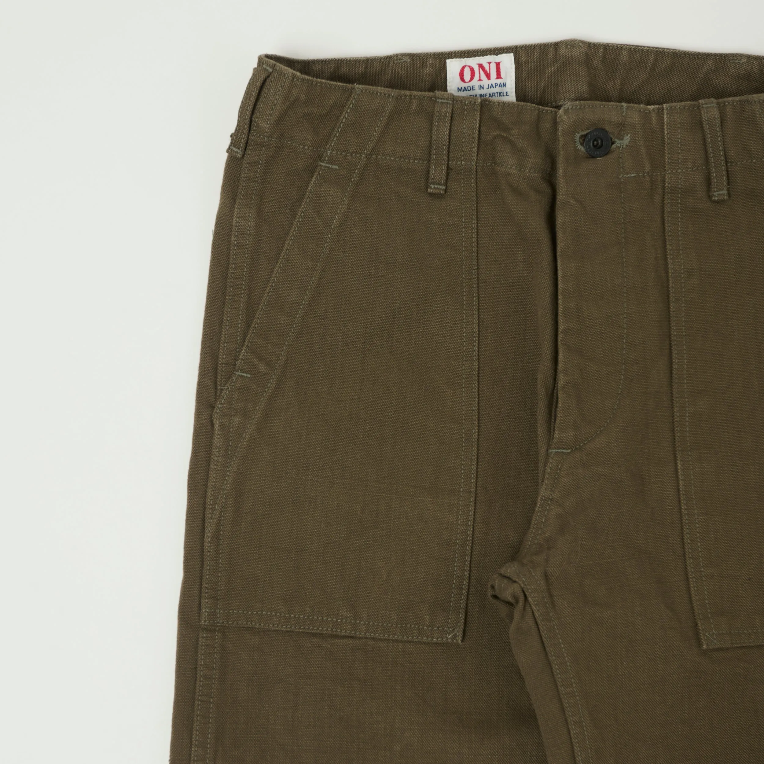 ONI Denim 207HOX-OLB 13oz Sulfur Dyed Canvas Baker Trousers - Olive Brown sold by Son of a Stag product image thumbnail 4