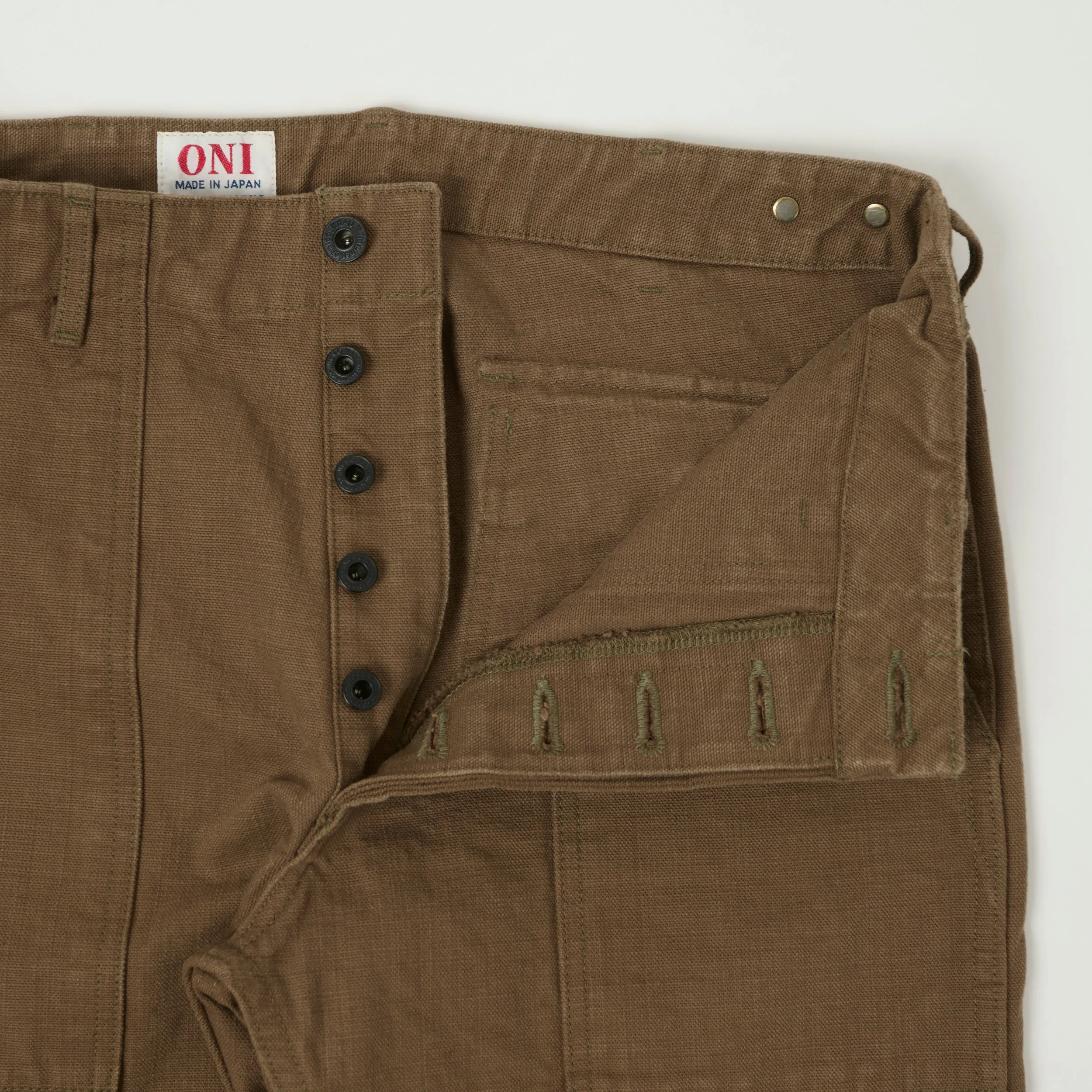 ONI Denim 207HOX-BRK 13oz Sulfur Dyed Canvas Baker Trousers - Brown Khaki sold by Son of a Stag product image thumbnail 3