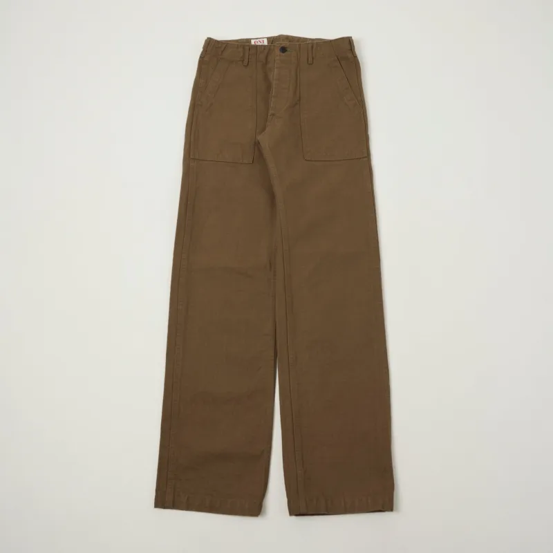 ONI Denim 207HOX-BRK 13oz Sulfur Dyed Canvas Baker Trousers - Brown Khaki made by Oni