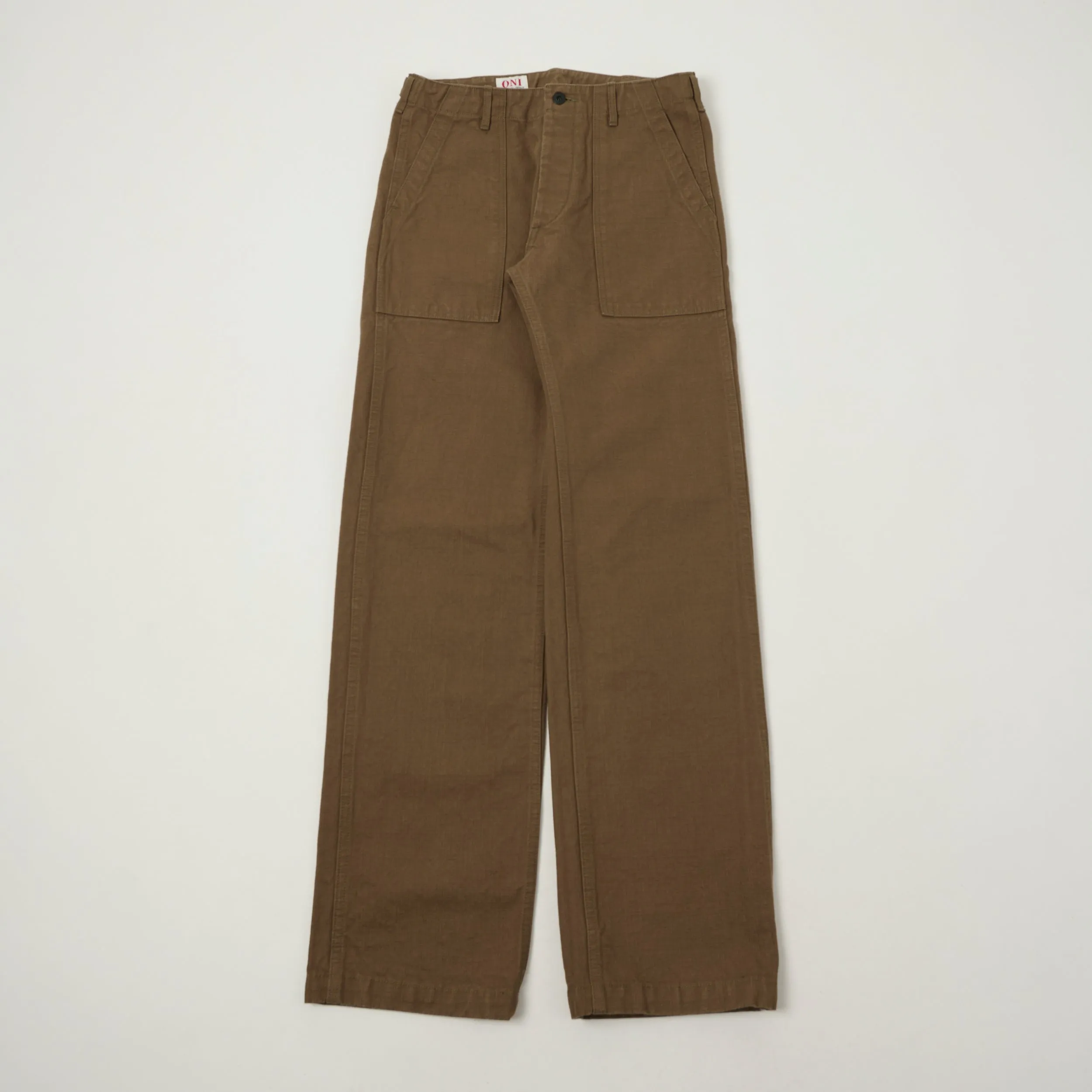 ONI Denim 207HOX-BRK 13oz Sulfur Dyed Canvas Baker Trousers - Brown Khaki sold by Son of a Stag