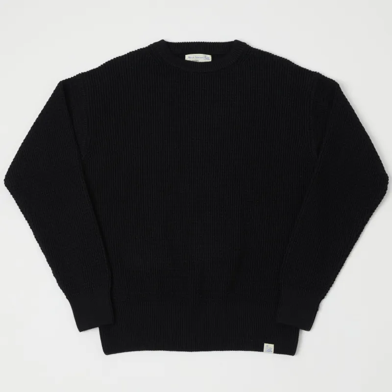 Merz b. Schwanen CCWC01 Knit Crew Waffle Pullover - Deep Black made by Merz B. Schwanen