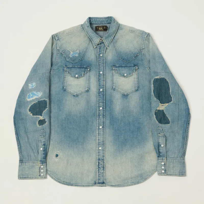 RRL Slim Fit 'Repaired' Denim Western Shirt - Addington Wash made by RRL