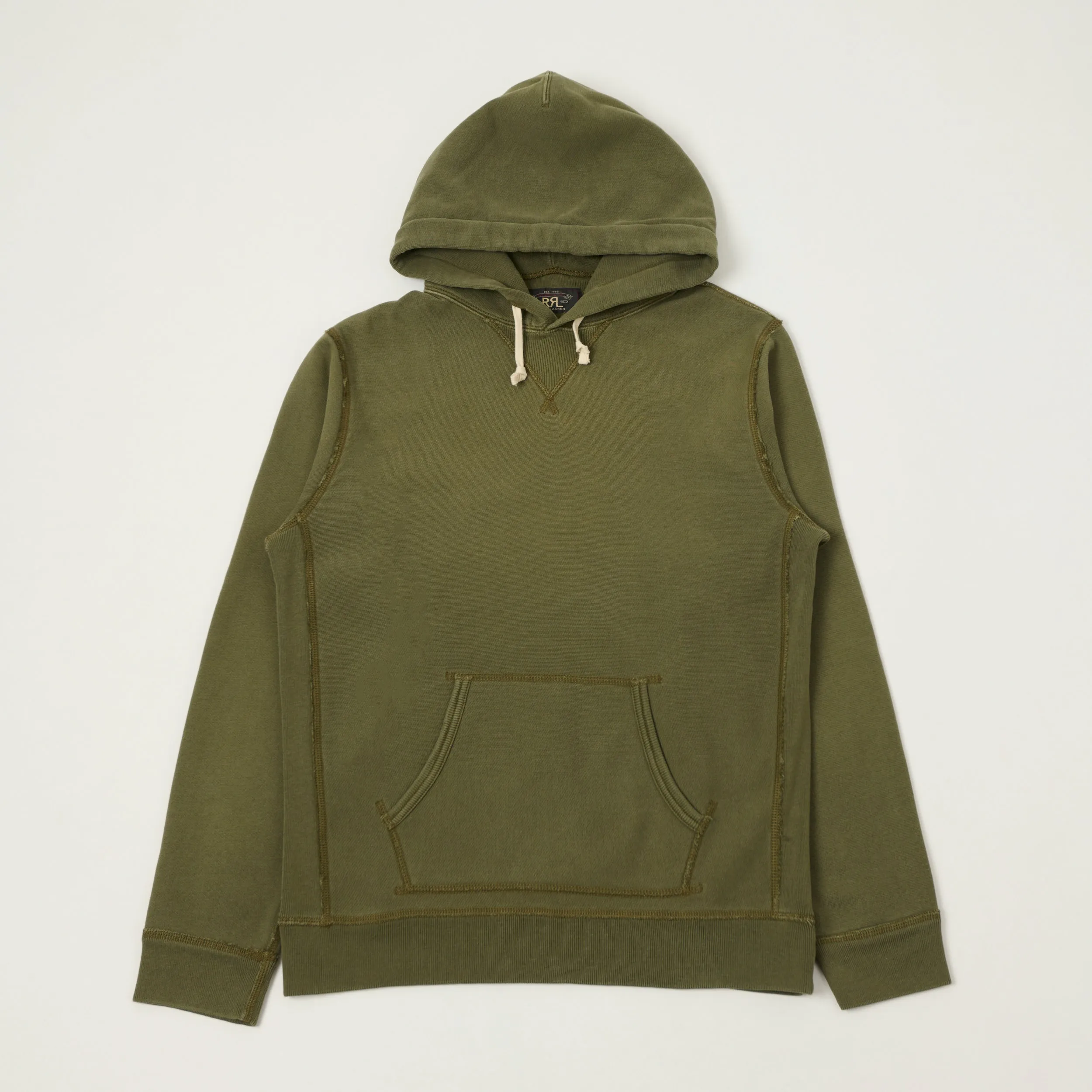 RRL Garment-Dyed French Terry Hoodie - Olive sold by Son of a Stag