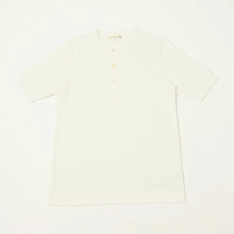 Merz b. Schwanen 2M07 Short Sleeve Henley - White made by Merz B. Schwanen
