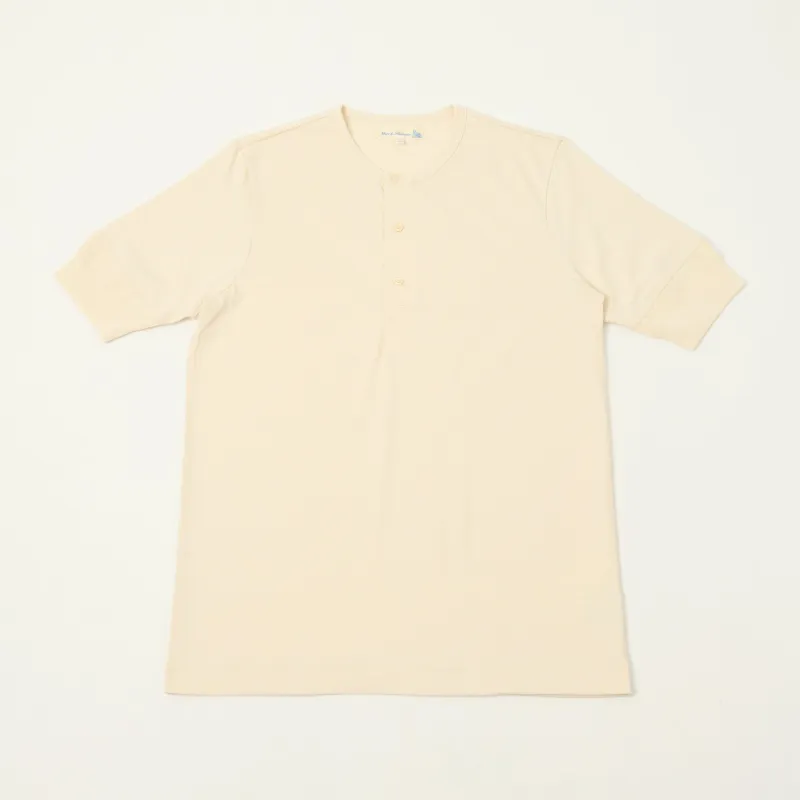 Merz b. Schwanen 2M07 Short Sleeve Henley - Nature made by Merz B. Schwanen