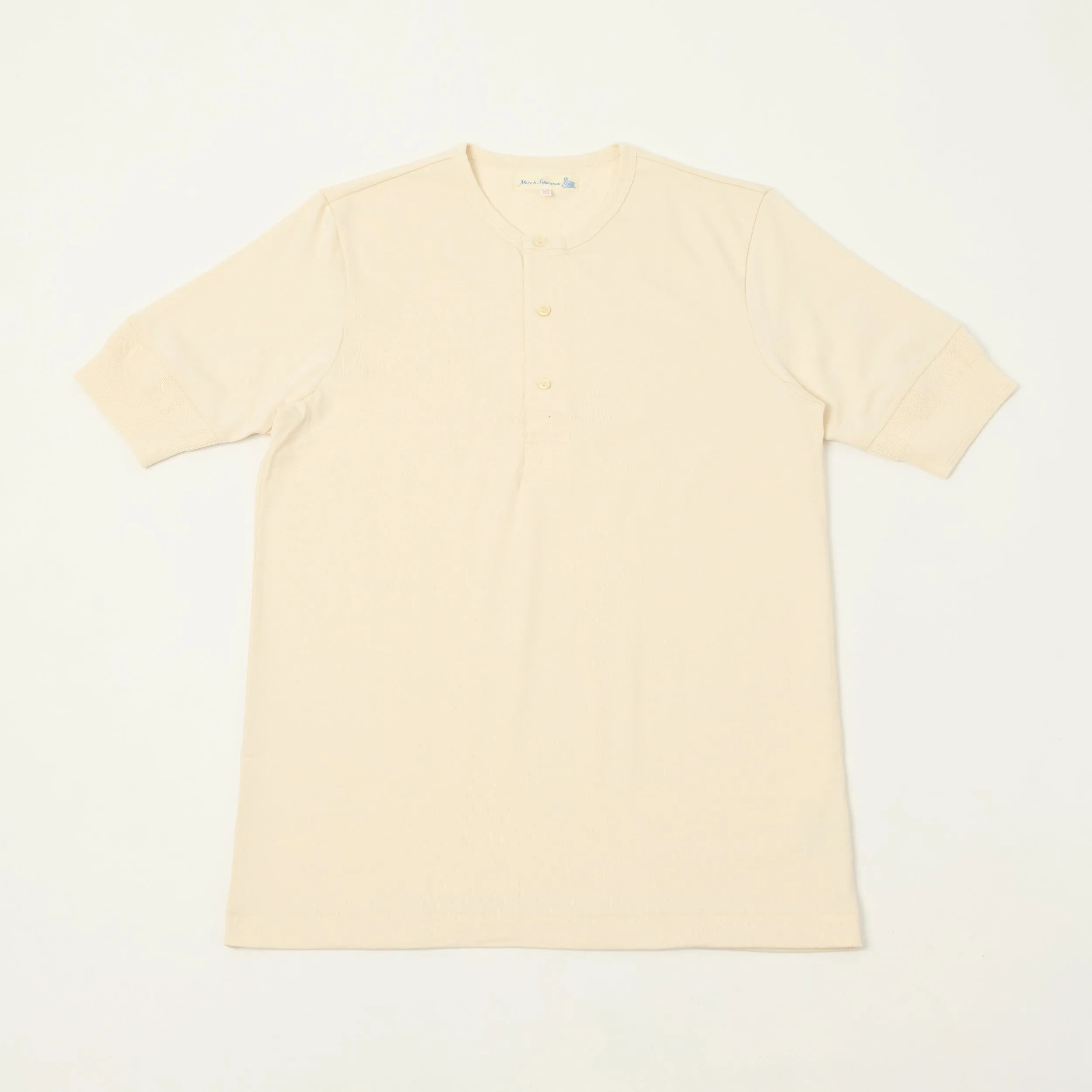 Merz b. Schwanen 2M07 Short Sleeve Henley - Nature sold by Son of a Stag