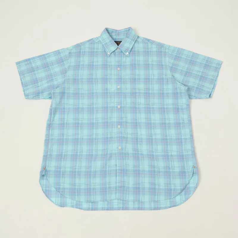 Beams Plus Button Down Cotton/Linen Short Sleeve Shirt - Sax made by BEAMS PLUS