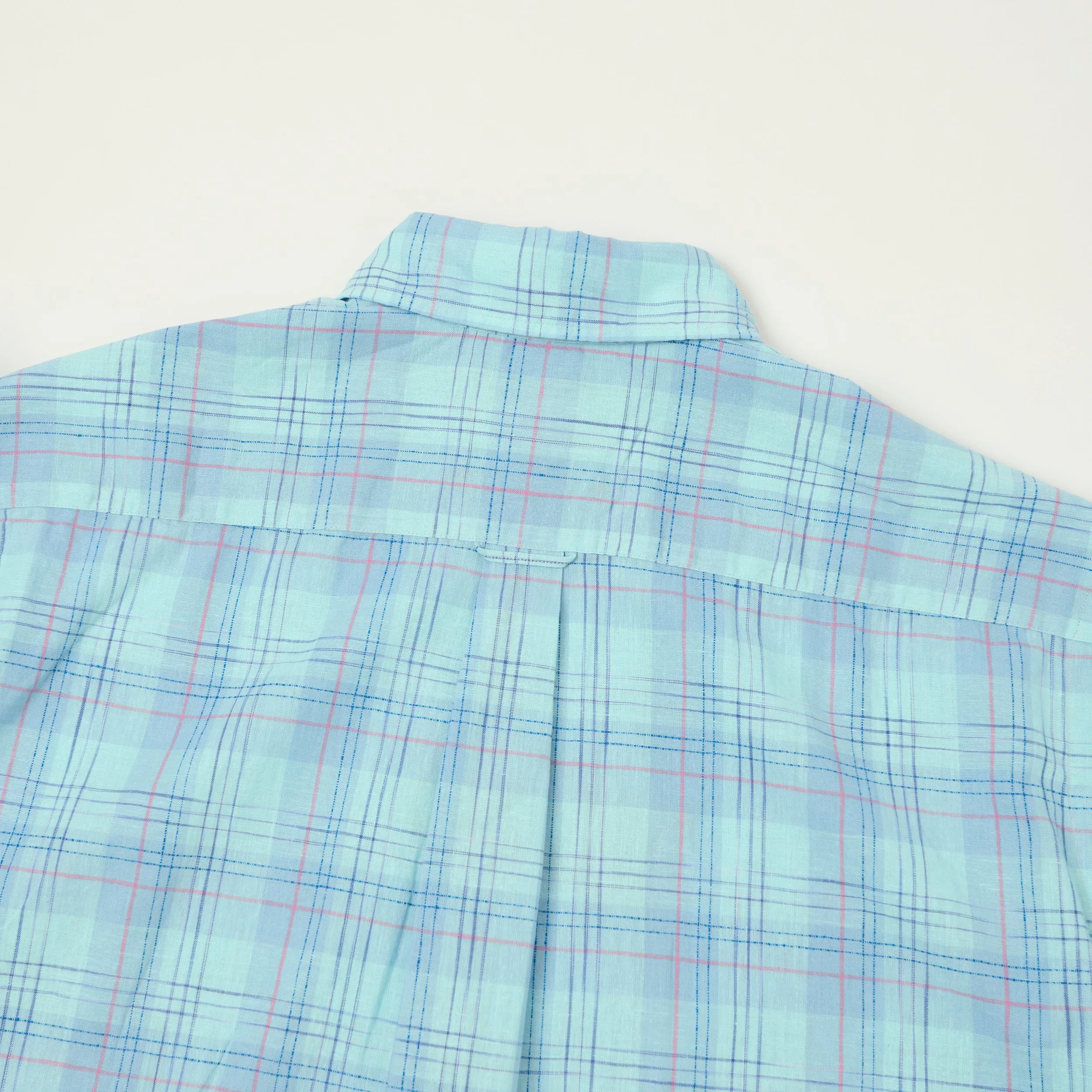 Beams Plus Button Down Cotton/Linen Short Sleeve Shirt - Sax sold by Son of a Stag product image thumbnail 5