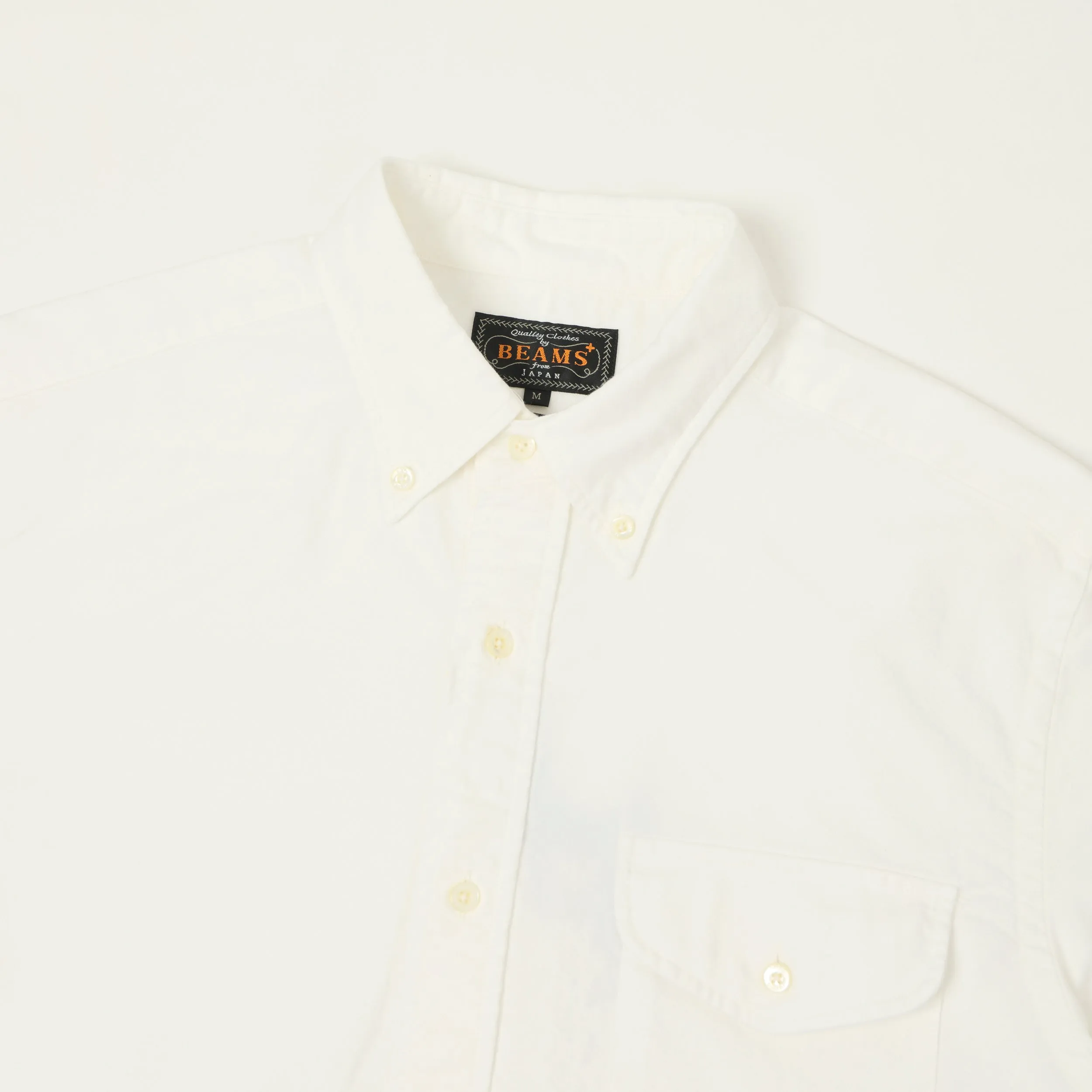 Beams Plus Button Down Short Sleeve Oxford Shirt - White sold by Son of a Stag product image thumbnail 2