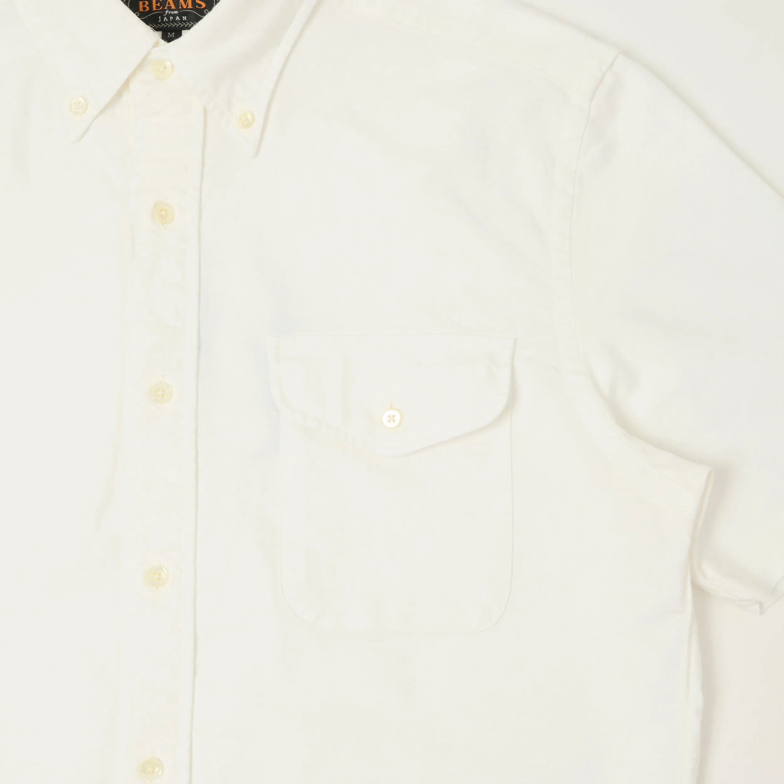 Beams Plus Button Down Short Sleeve Oxford Shirt - White sold by Son of a Stag product image thumbnail 4
