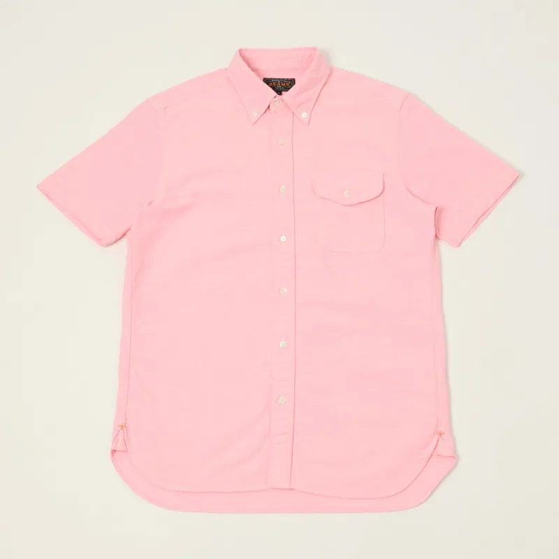 Beams Plus Button Down Short Sleeve Oxford Shirt - Pink made by BEAMS PLUS