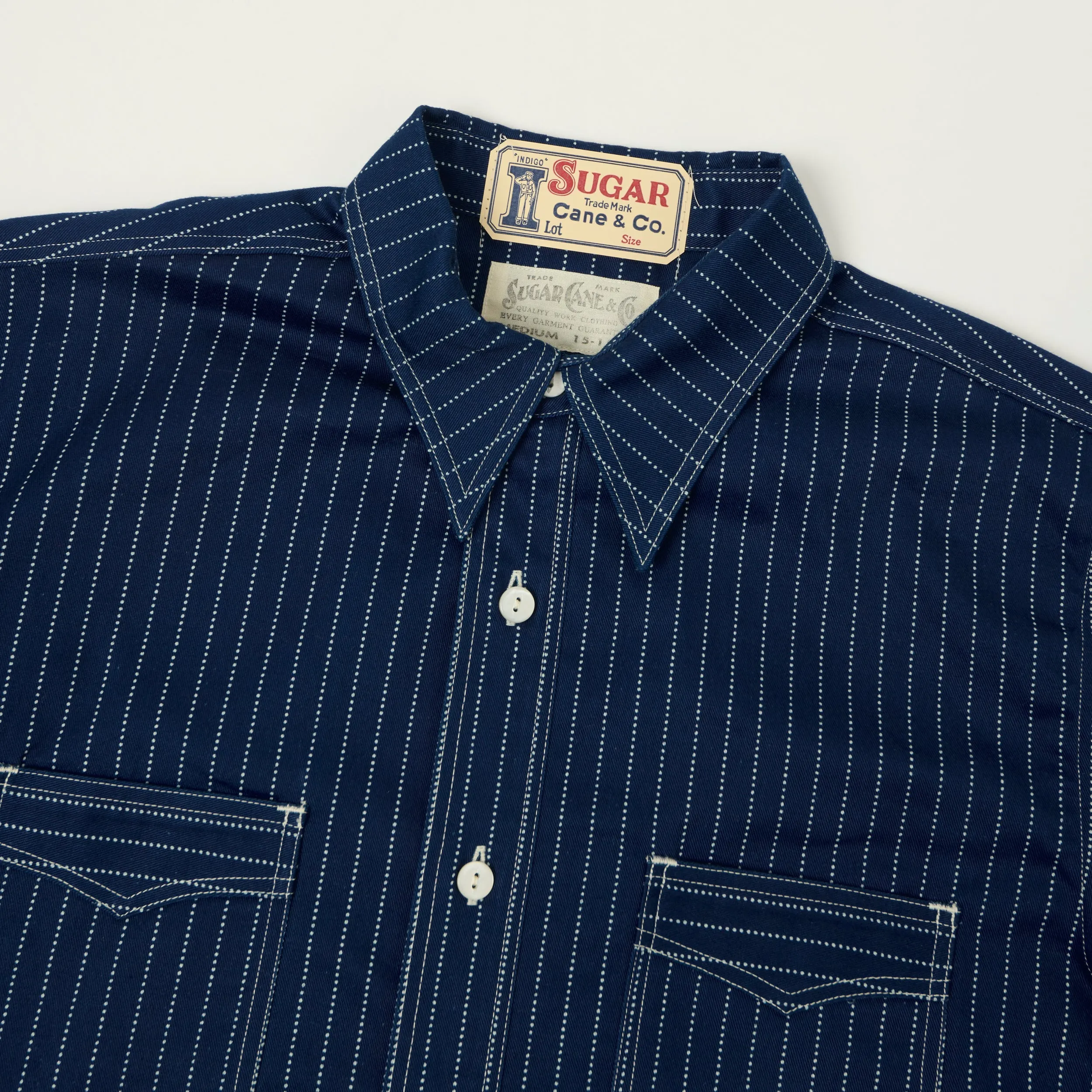Sugar Cane Short Sleeve Wabash Work Shirt - Navy sold by Son of a Stag product image thumbnail 2