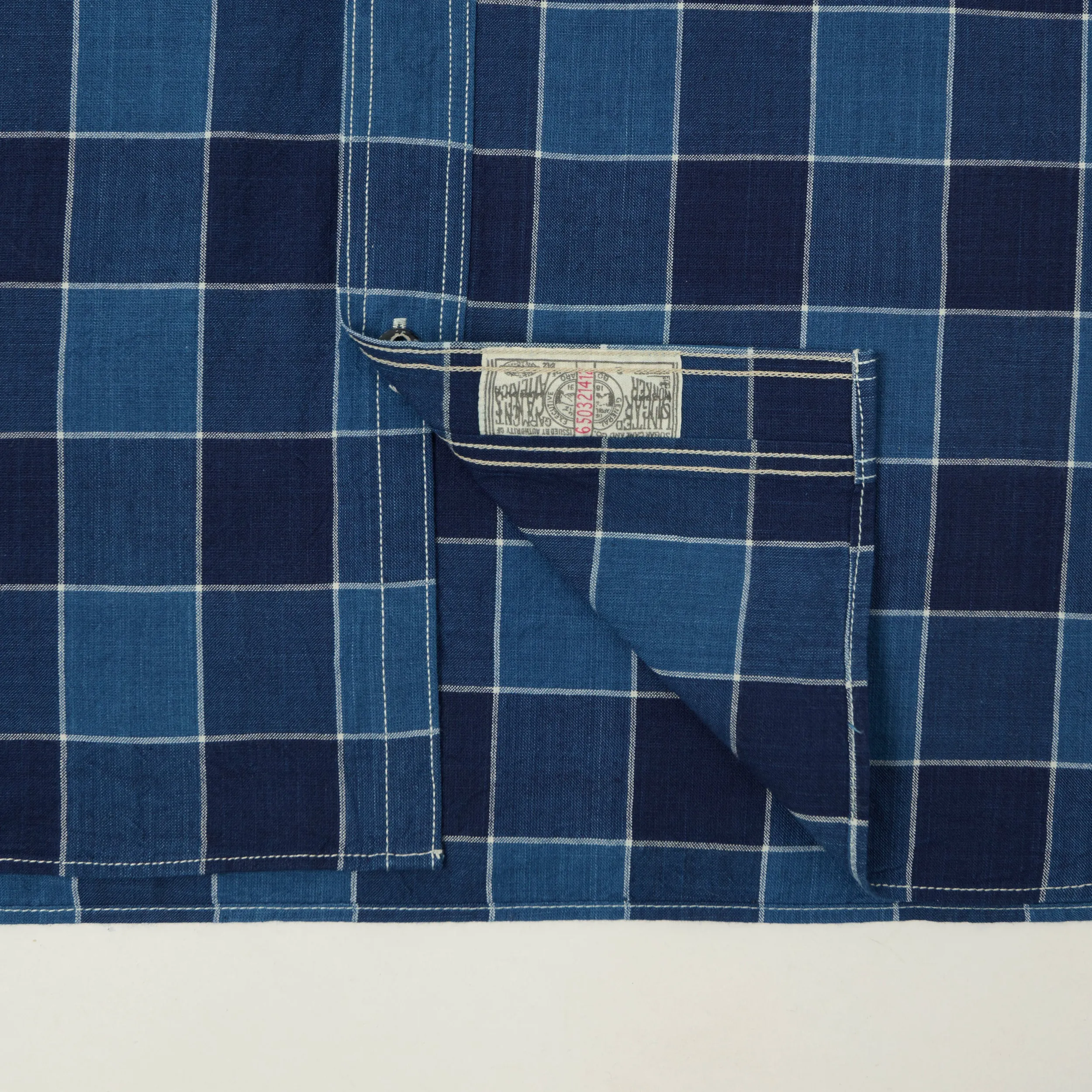 Sugar Cane Short Sleeve Plaid Work Shirt - Indigo sold by Son of a Stag product image thumbnail 3