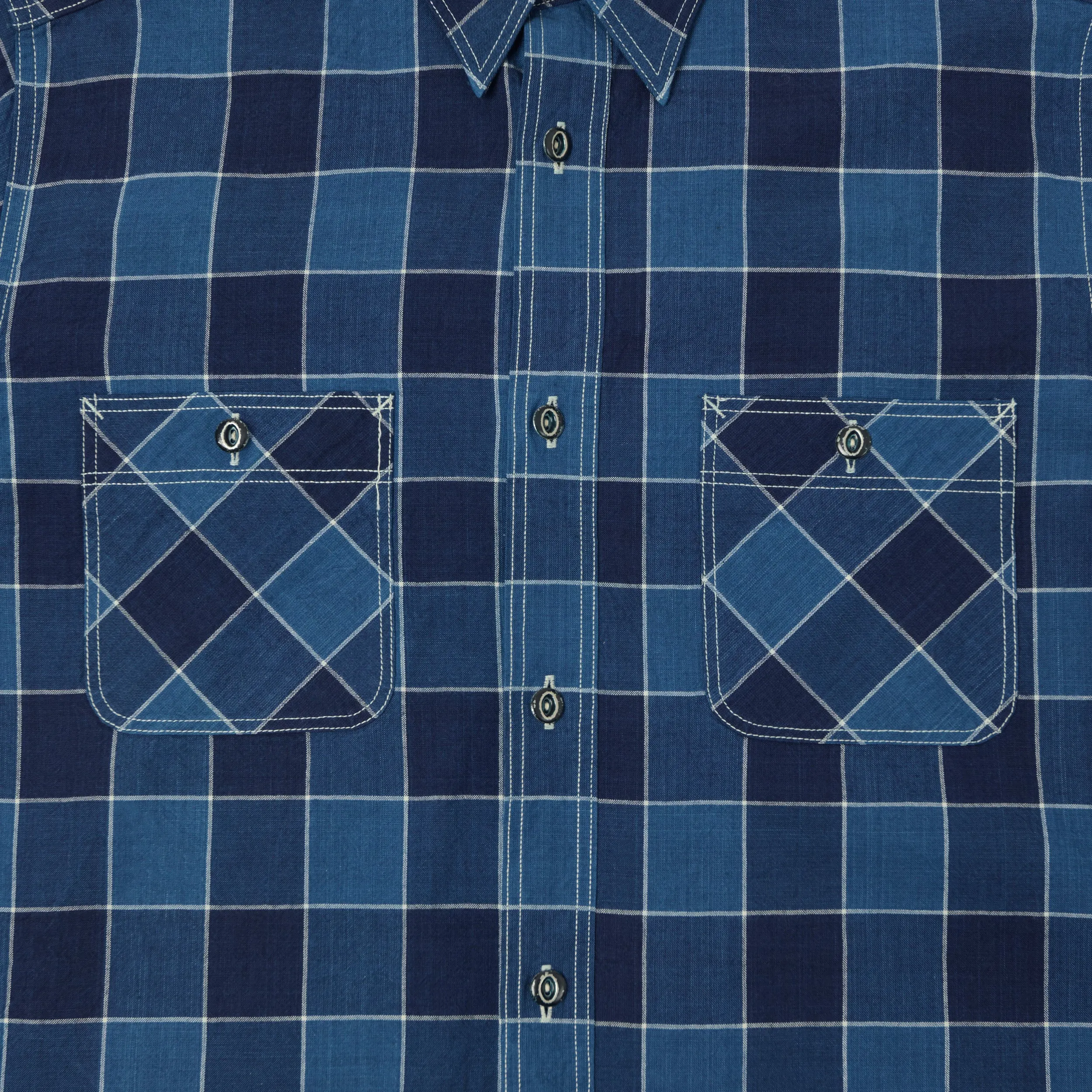 Sugar Cane Short Sleeve Plaid Work Shirt - Indigo sold by Son of a Stag product image thumbnail 5