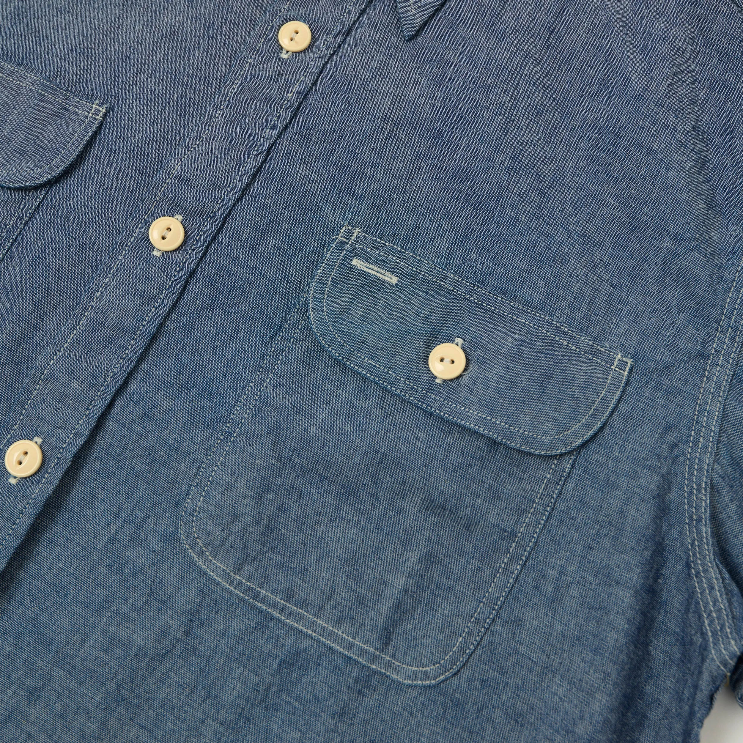 Sugar Cane Short Sleeve Chambray Work Shirt - Navy sold by Son of a Stag product image thumbnail 3