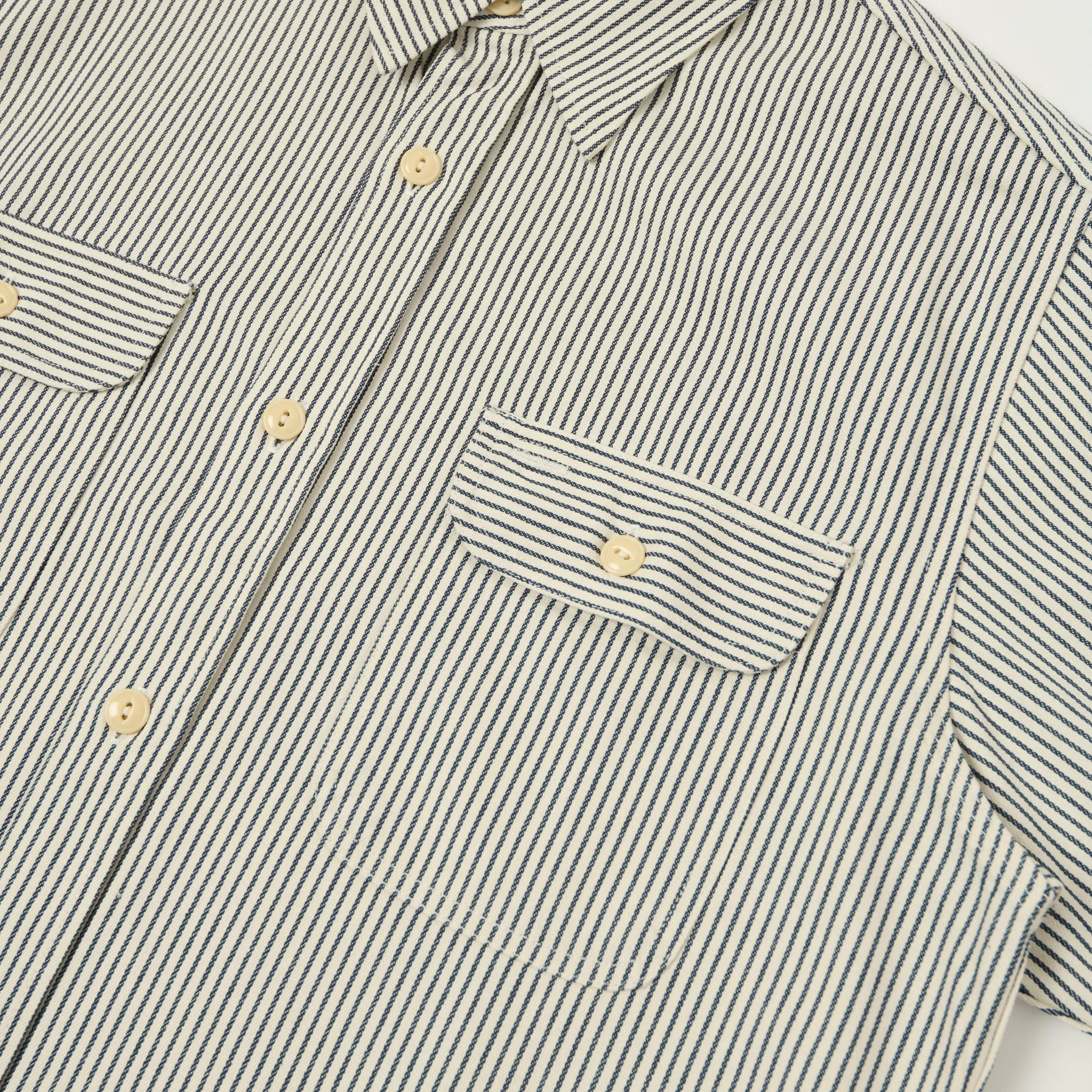 Sugar Cane Short Sleeve Hickory Stripe Work Shirt - White sold by Son of a Stag product image thumbnail 4