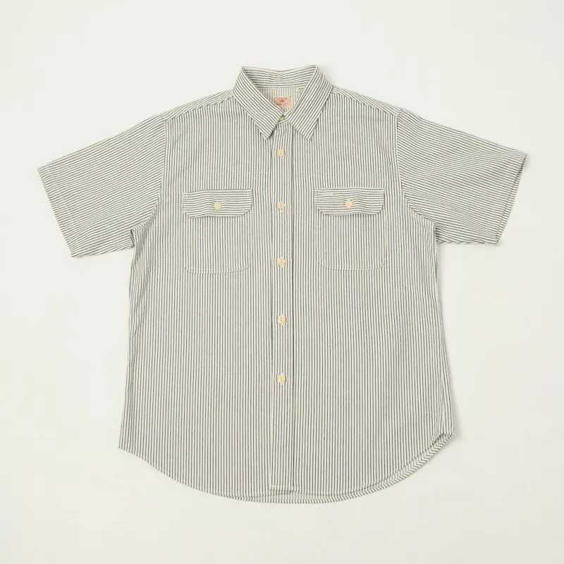 Sugar Cane Short Sleeve Hickory Stripe Work Shirt - White made by Sugar Cane