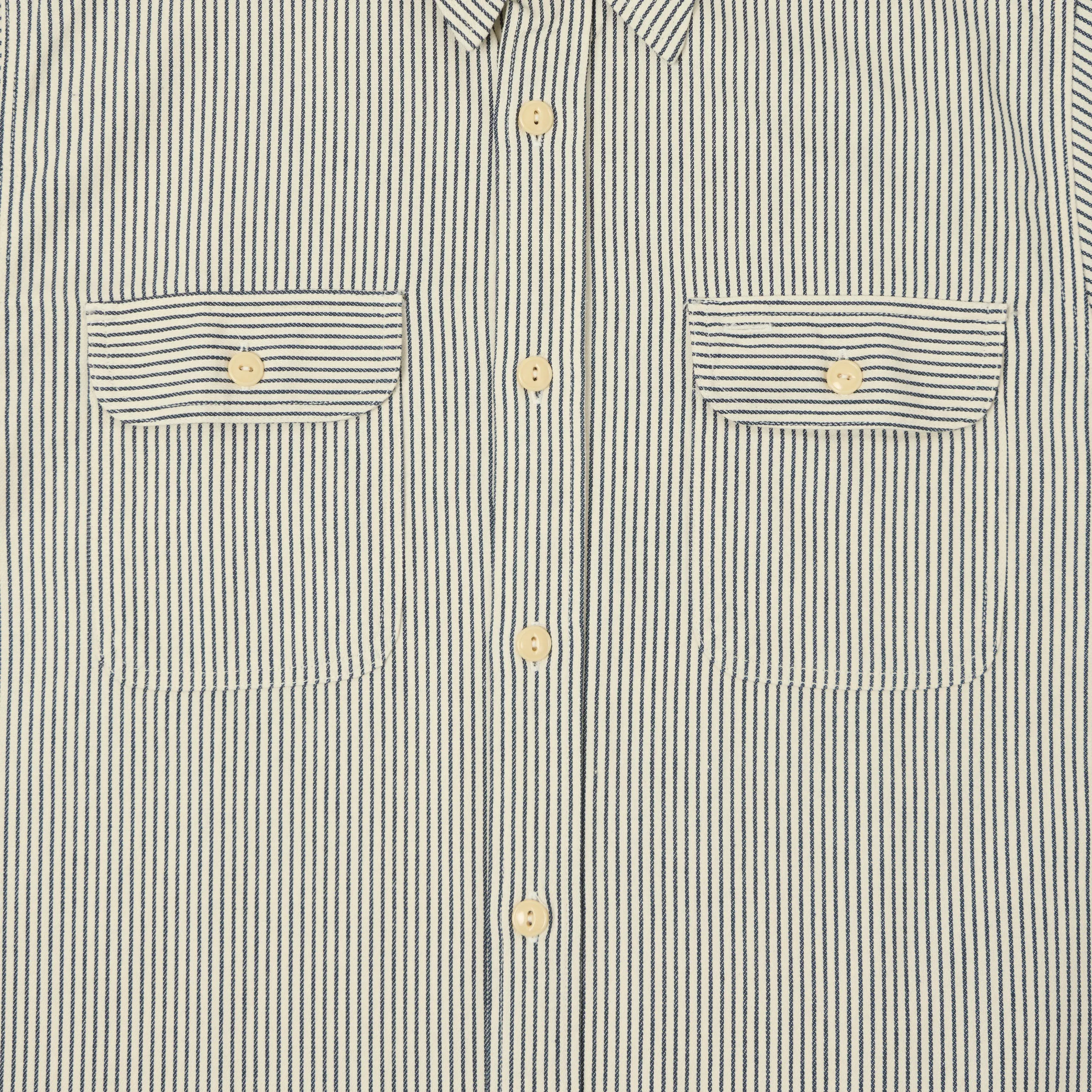 Sugar Cane Short Sleeve Hickory Stripe Work Shirt - White sold by Son of a Stag product image thumbnail 3